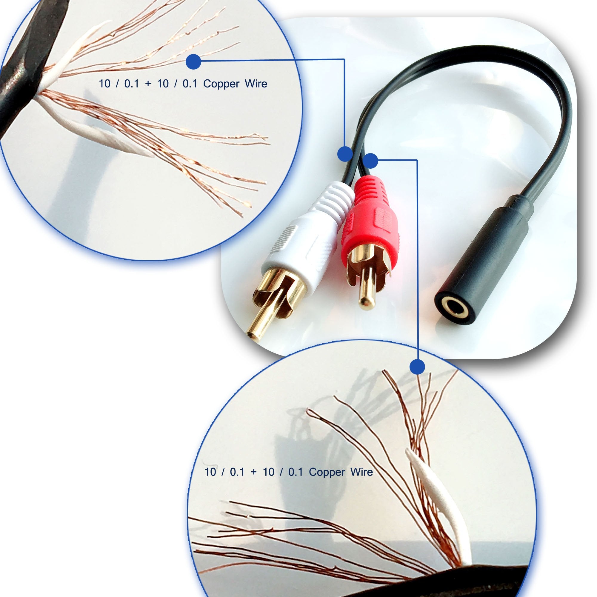 Posdou Y Connector Audio Cable 3.5mm Audio Female to 2 RCA Male S by Posdou - Angle View 6