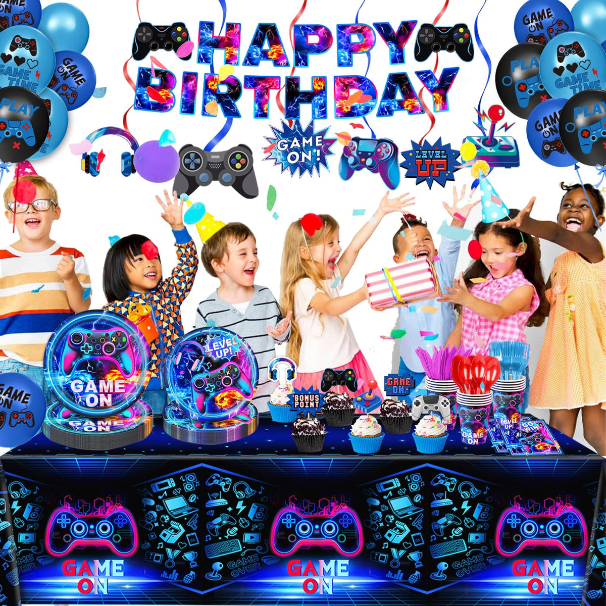 LINHAXM Video Game Birthday Decorations Includes Plates - LINHAXM Official Imagery - 8