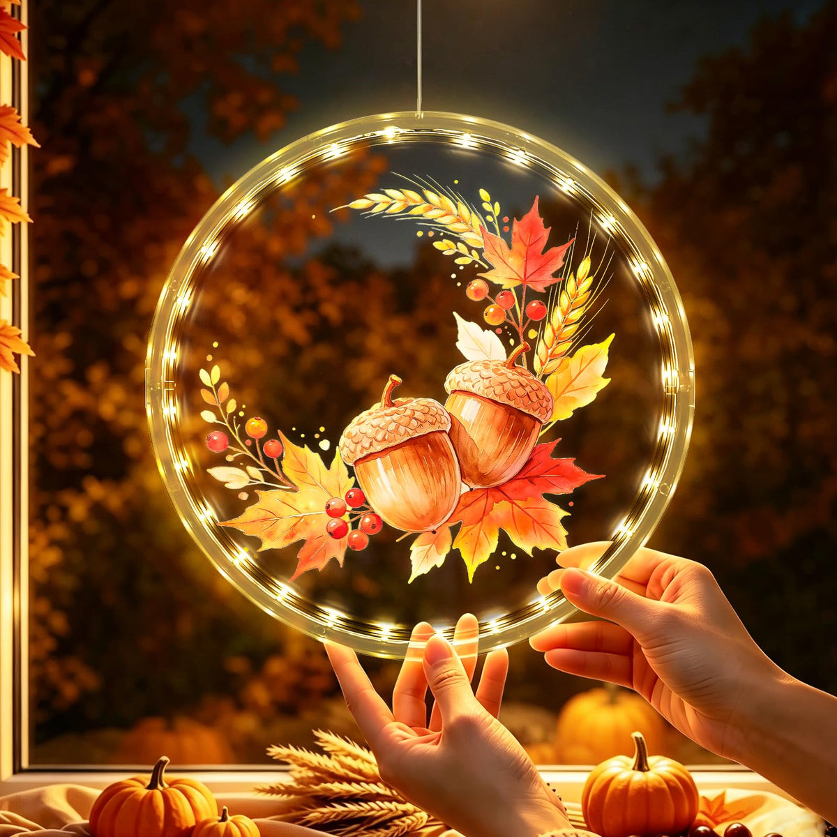 3 Pack Rechargeable Fall Decor Window Lights 4 6 12H Timer - YTKIH Official Imagery - 3