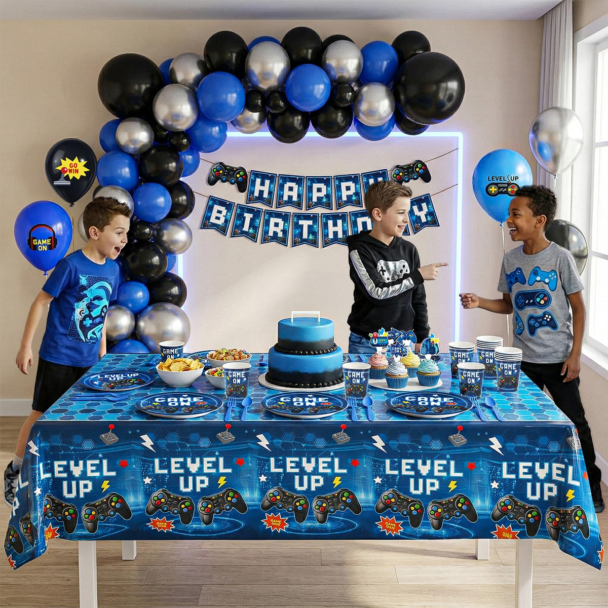 196 Pcs Video Game Birthday Party Decorations Game Party - Kinovo Official Imagery - 8