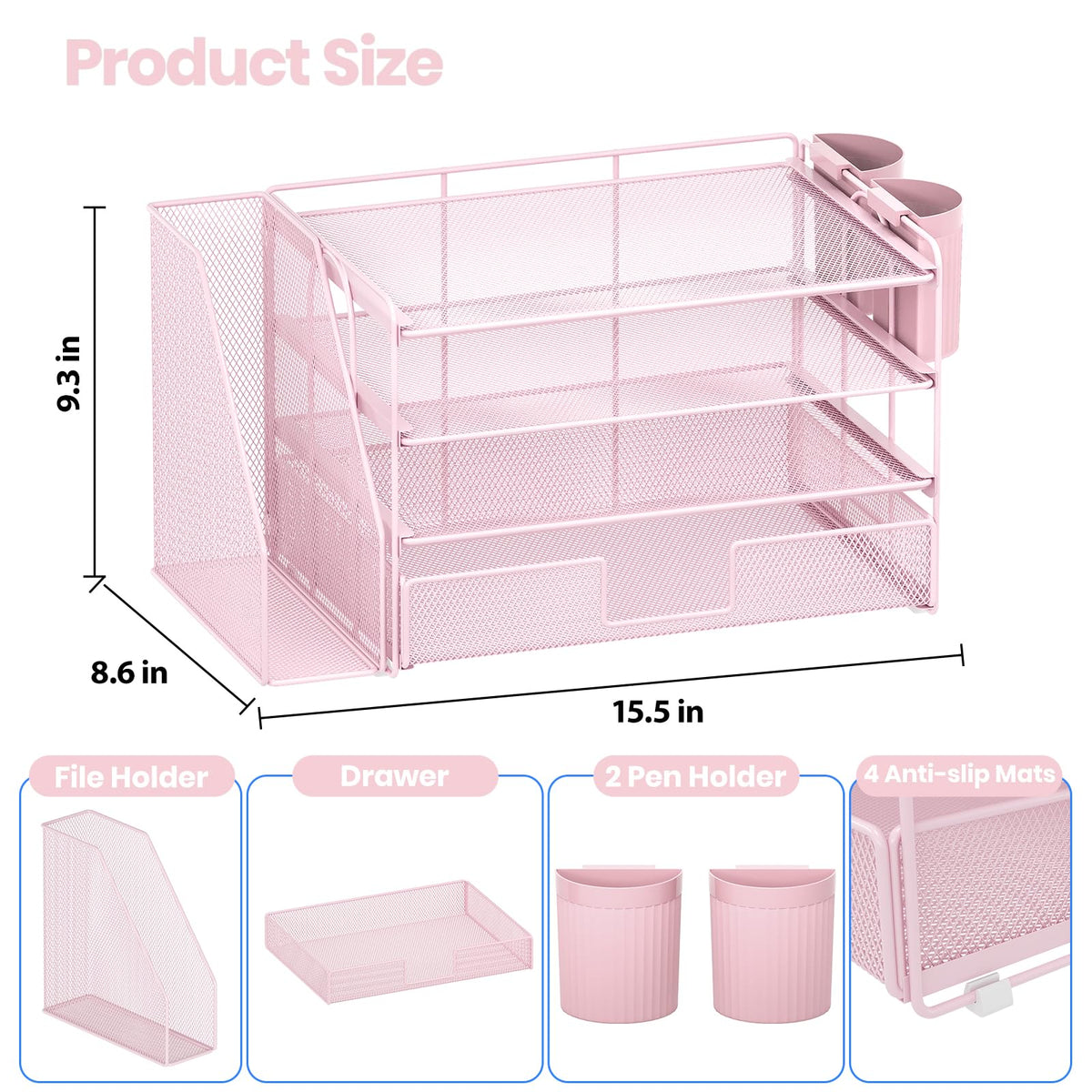 Desk Organizer 4 Tier Desktop File Organizer with Drawer and - OPNICE Official Imagery - 3