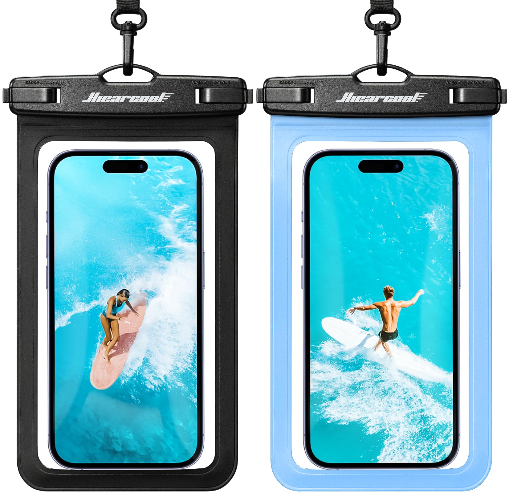 Hiearcool Waterproof Phone Pouch, Waterproof Phone Case, Black&Green 2 - Pack - Hiearcool Official Product View 9