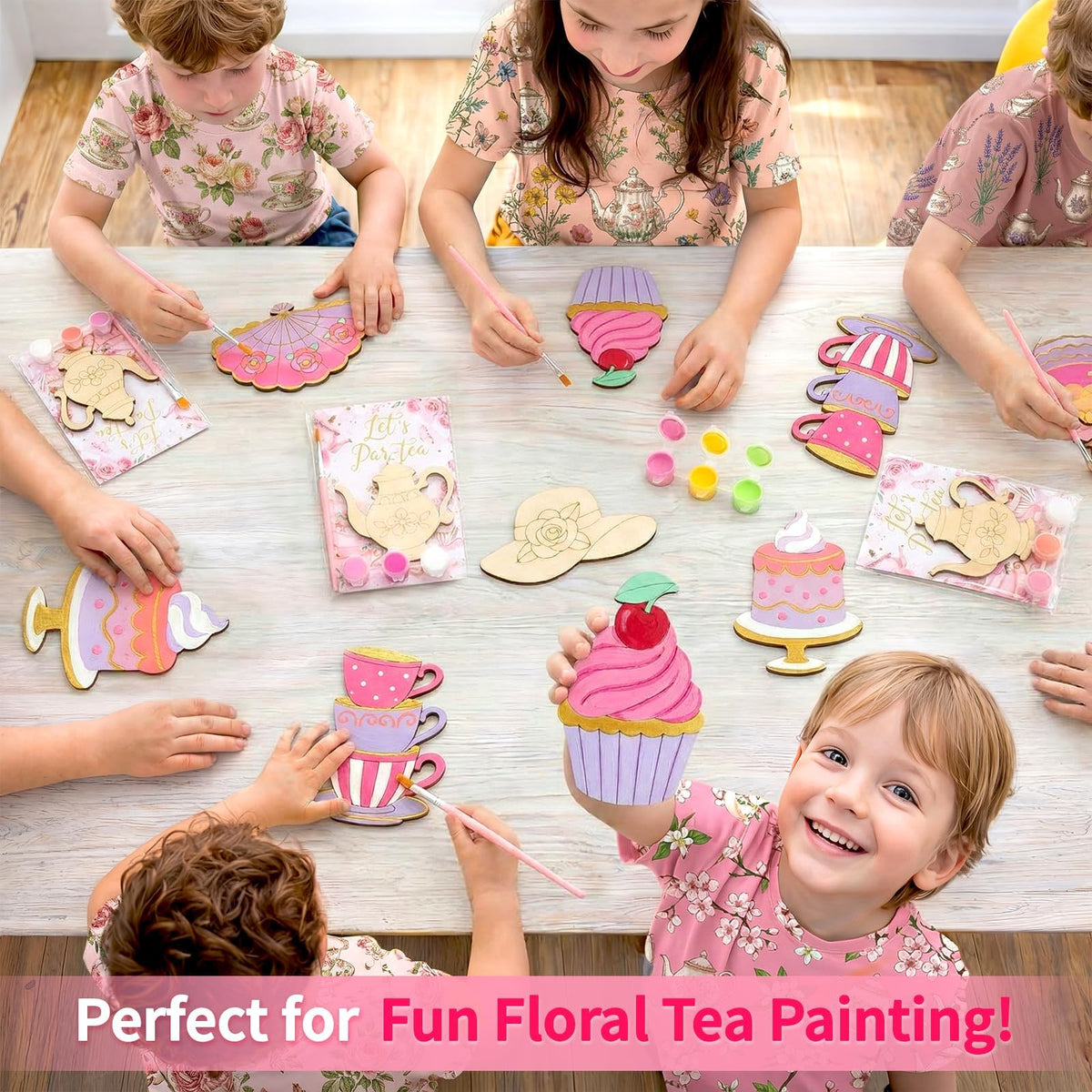 12 Pack Tea Party Favors for Girls Floral Themed DIY Wooden - Moltby Official Imagery - 3