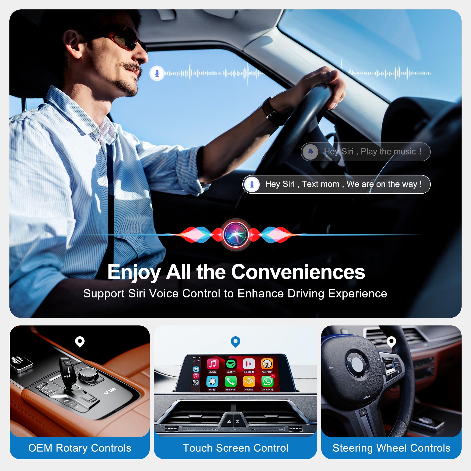 FAIMEE AI Box CarPlay, 3-in-1 Wireless CarPlay Adapter Android Au by FAIMEE - Angle View 2