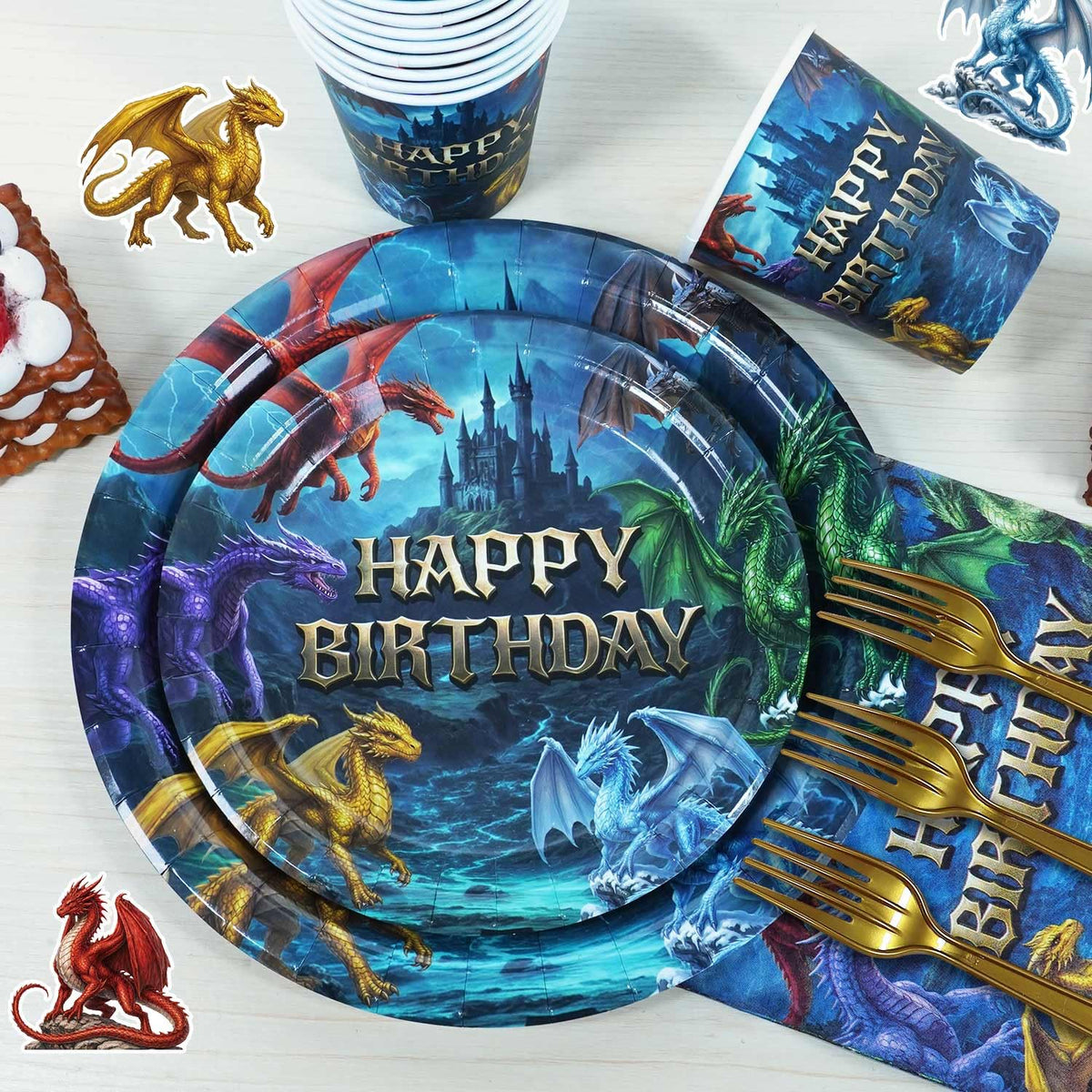 185Pcs Dragon Birthday Party Decorations Serves 25 Guests - Caisehabu Official Imagery - 8