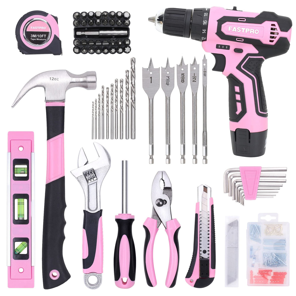 FASTPRO 12V Pink Drill Set for Women Home Tool Set with Bag - FASTPRO Official Imagery - 3