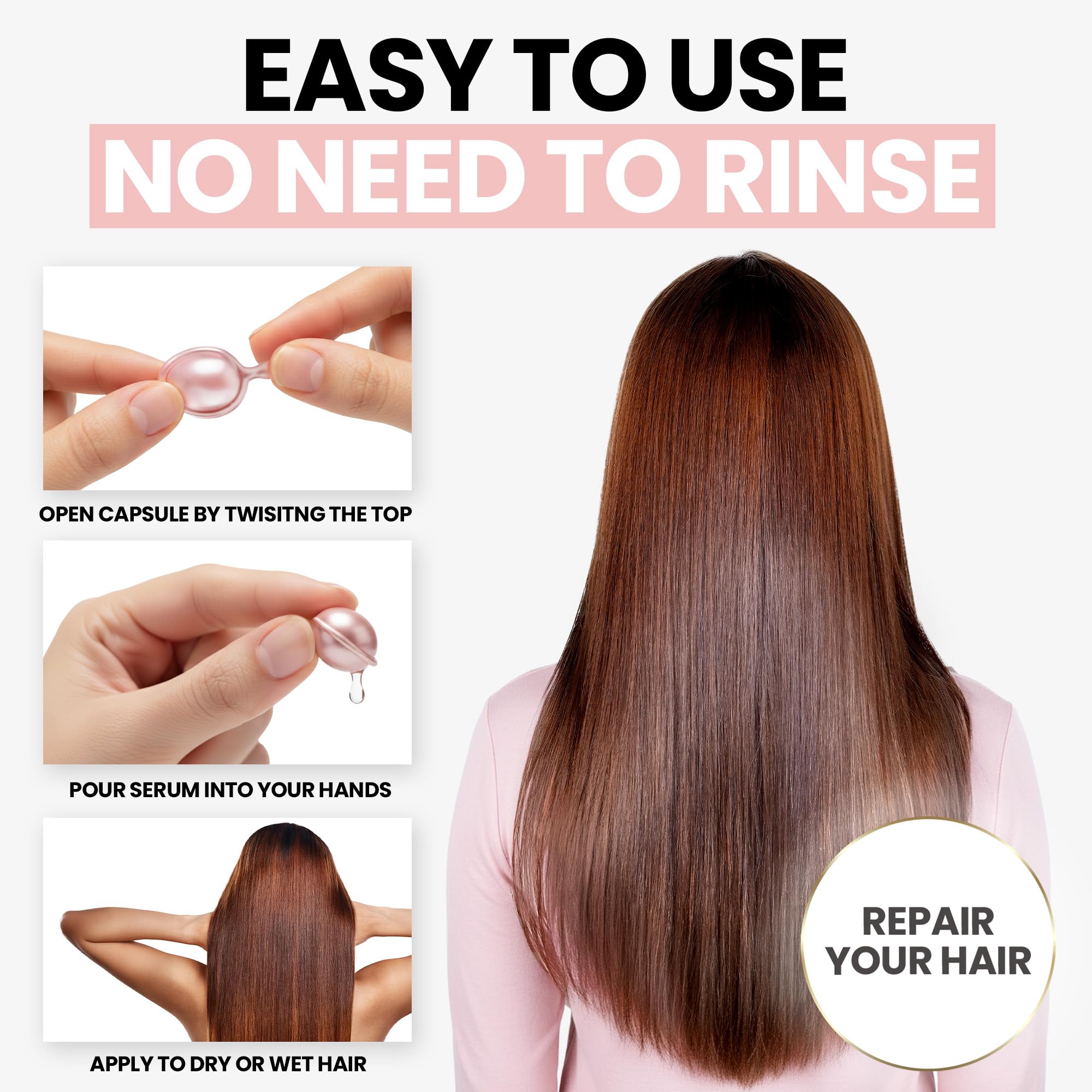 ELLA BELLA Keratin Hair Serum with Argan Oil Vitamins A E B5 - ELLA BELLA Official Imagery - 6