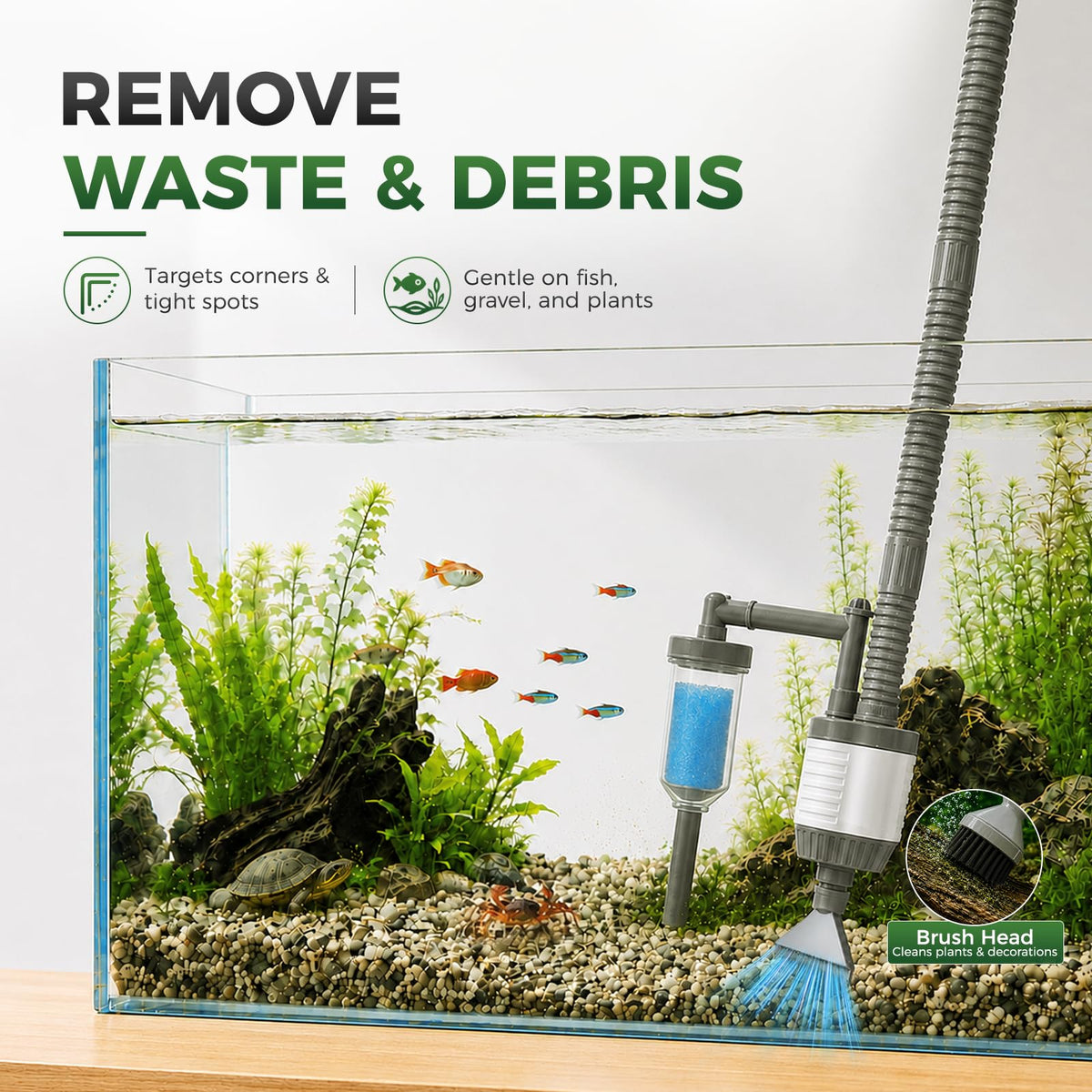 30W Aquarium Vacuum Gravel Cleaner 6 in 1 Electric Fish Tank - Bblira Official Imagery - 6