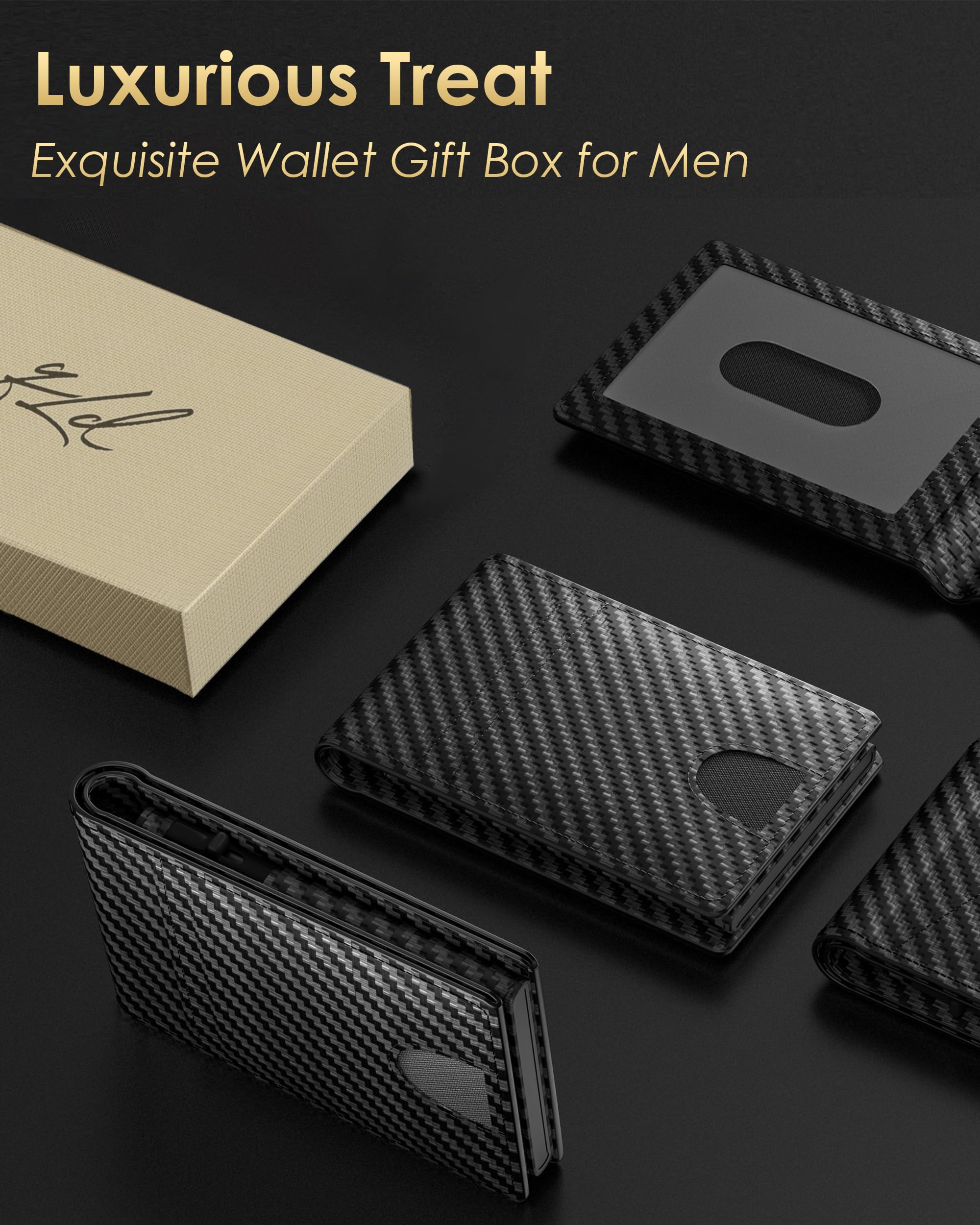 QLD RFID Blocking Pop-Up Wallet for Men | Carbon Fiber