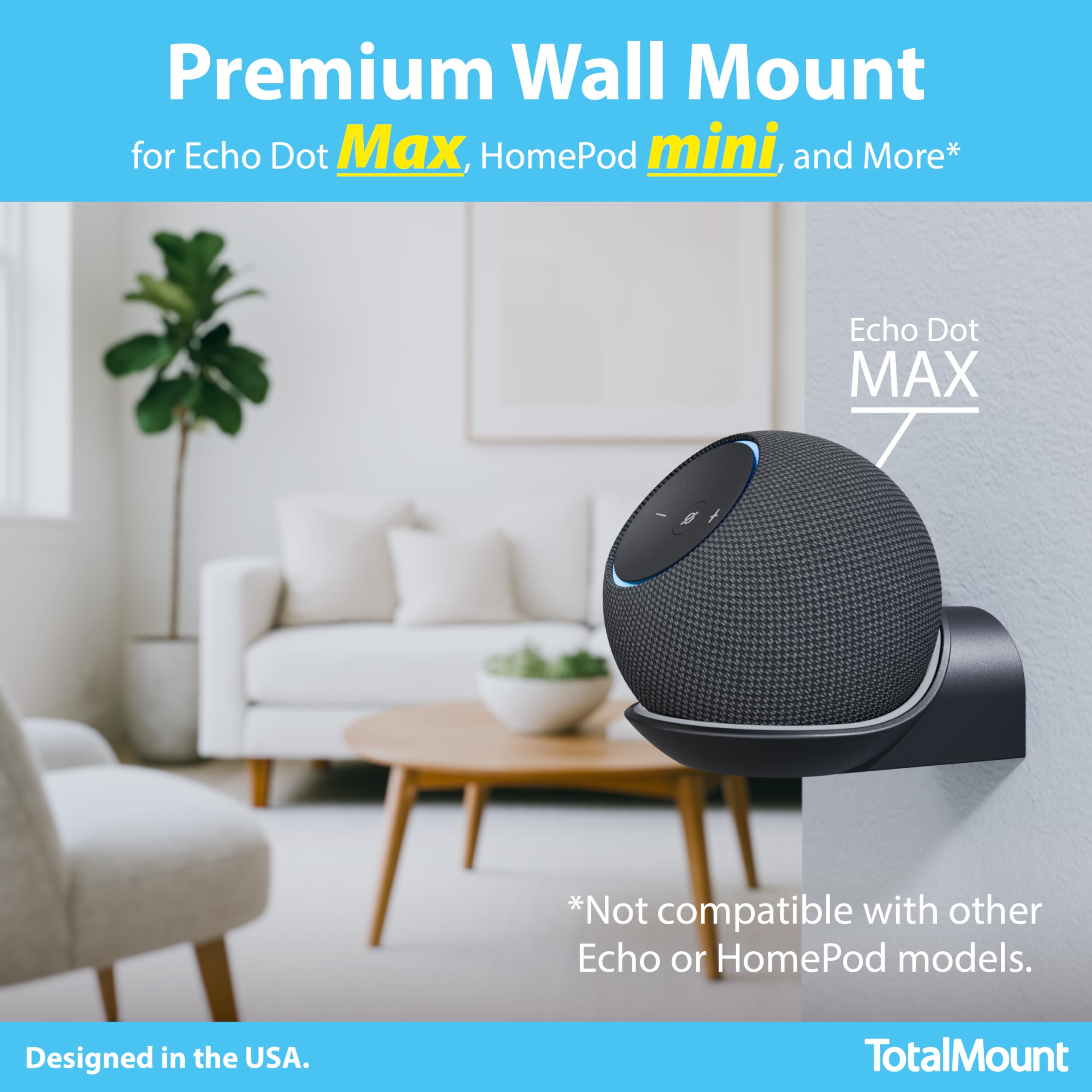 TotalMount – Premium Wall Mount for Echo Dot MAX, HomePod Mini, a by TotalMount - Angle View 2