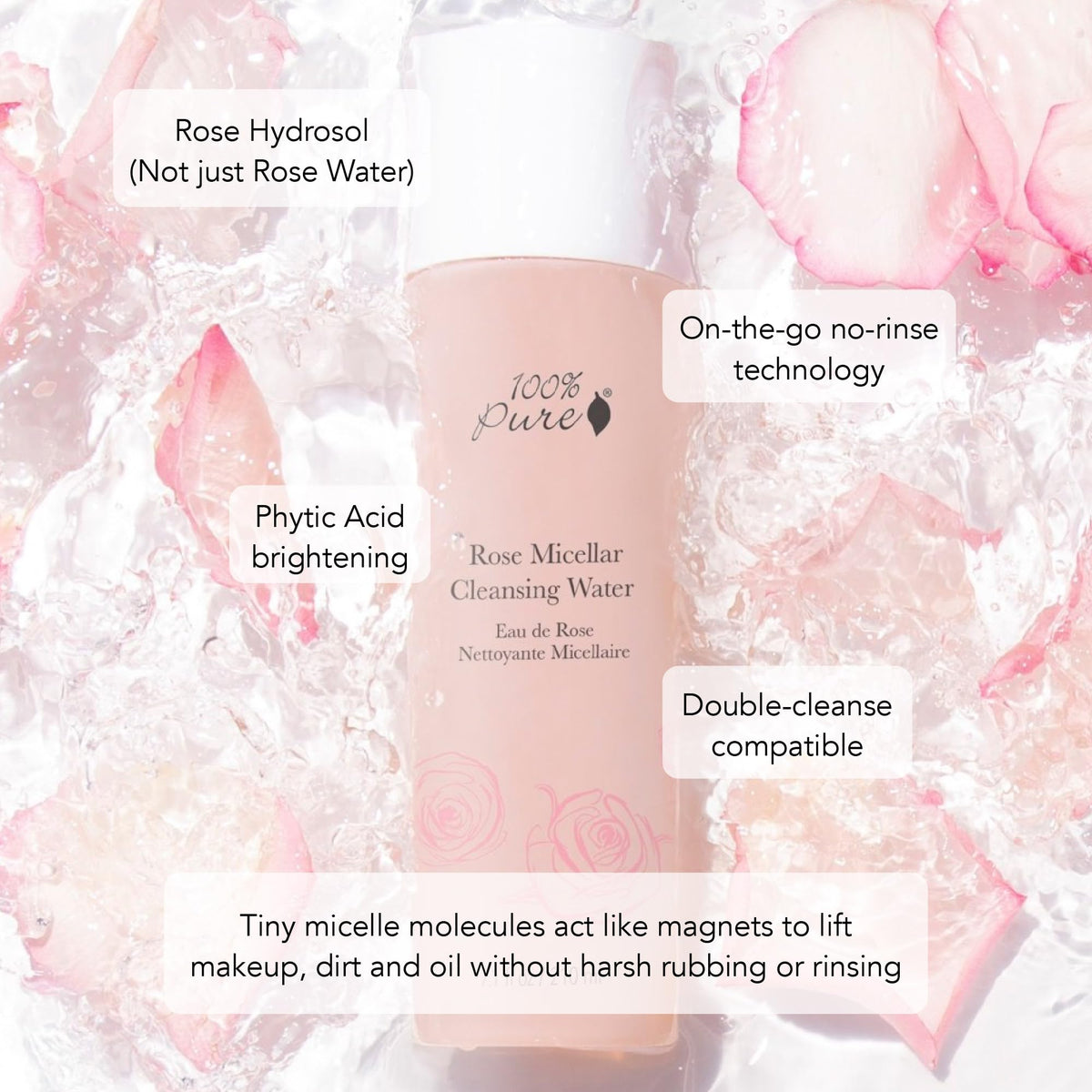 100 PURE Rose Micellar Water 7 1 fl oz - 100% PURE Official Imagery - 7