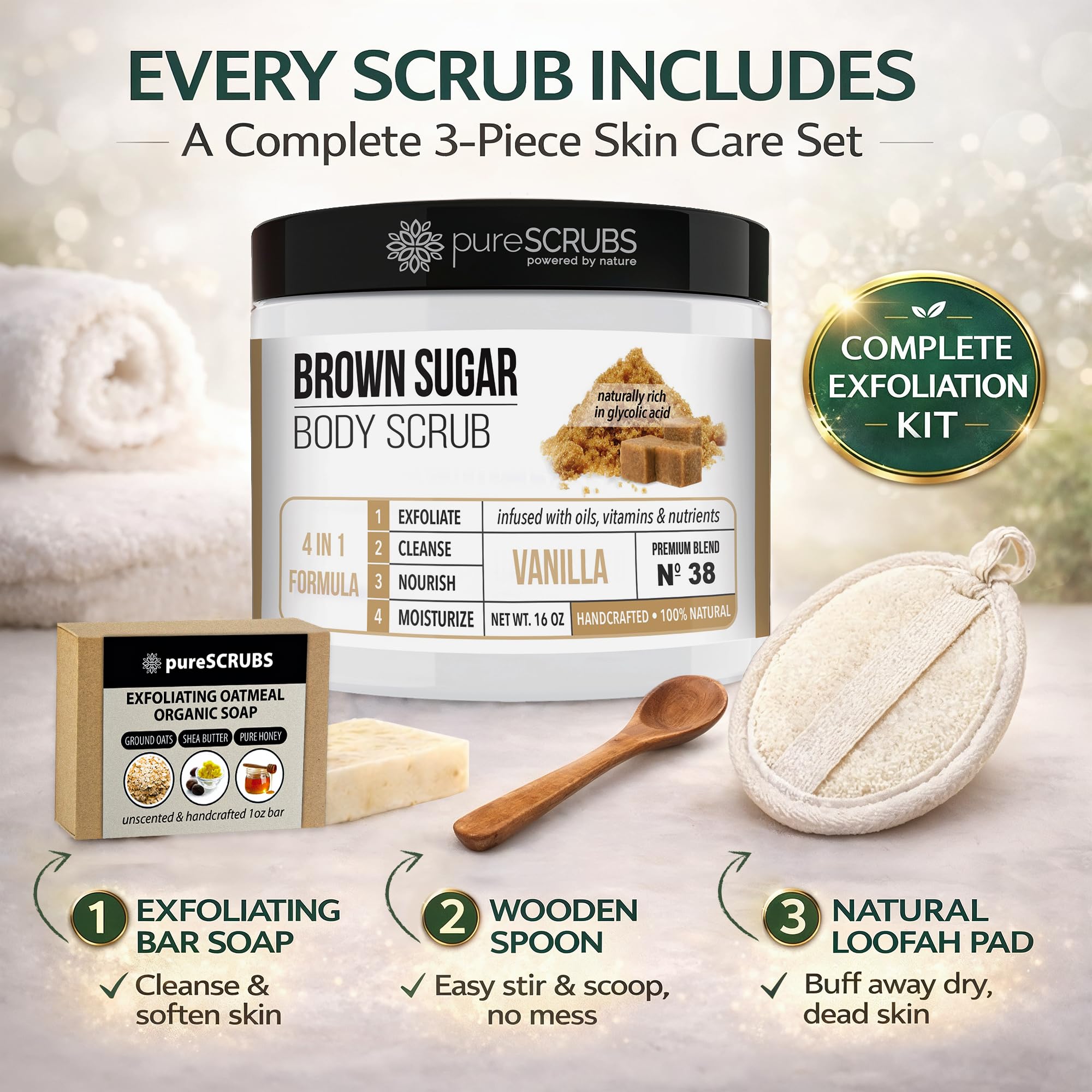 pureSCRUBS Premium Vanilla Brown Sugar Scrub, Exfoliating Body Scrub Set - pureSCRUBS Official Product View 5