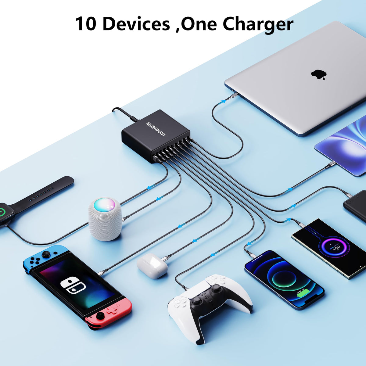 320W USB C Charger Block MGRNPONY 10 Port GaN USB C Charging - MGRNPONY Official Imagery - 5