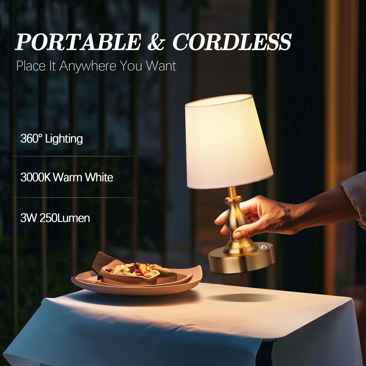 Mini Cordless LED Table Lamp 5200mAh Rechargeable Battery - PARTPHONER Official Imagery - 5