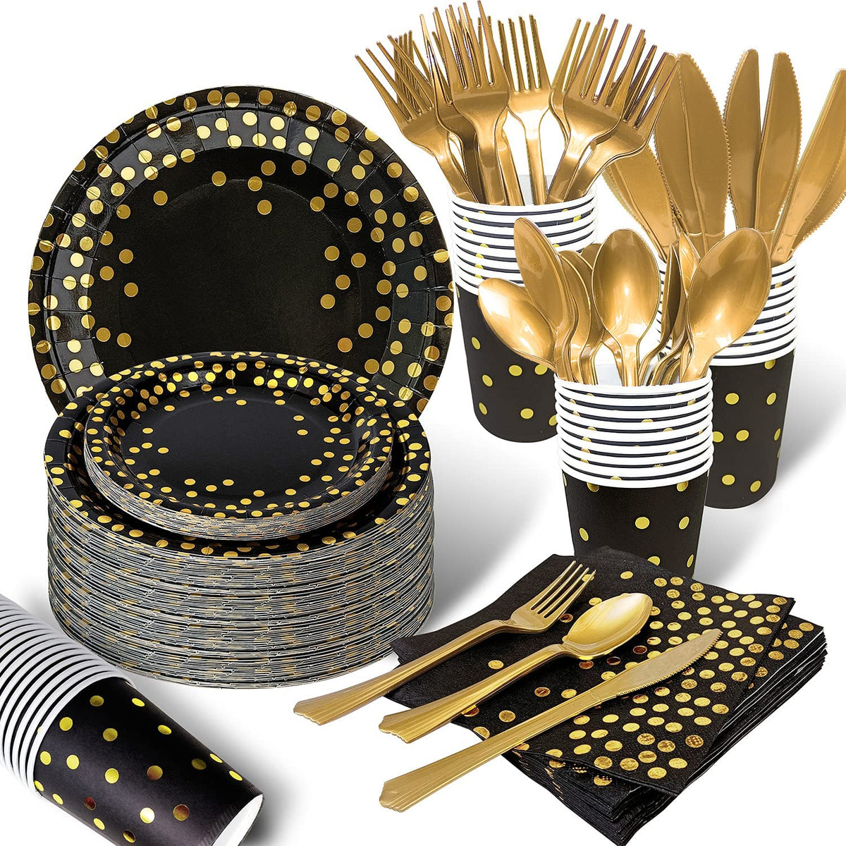 AIRE Black Gold Paper Plates Set 175PCS Disposable - AIRE Official Imagery - 1