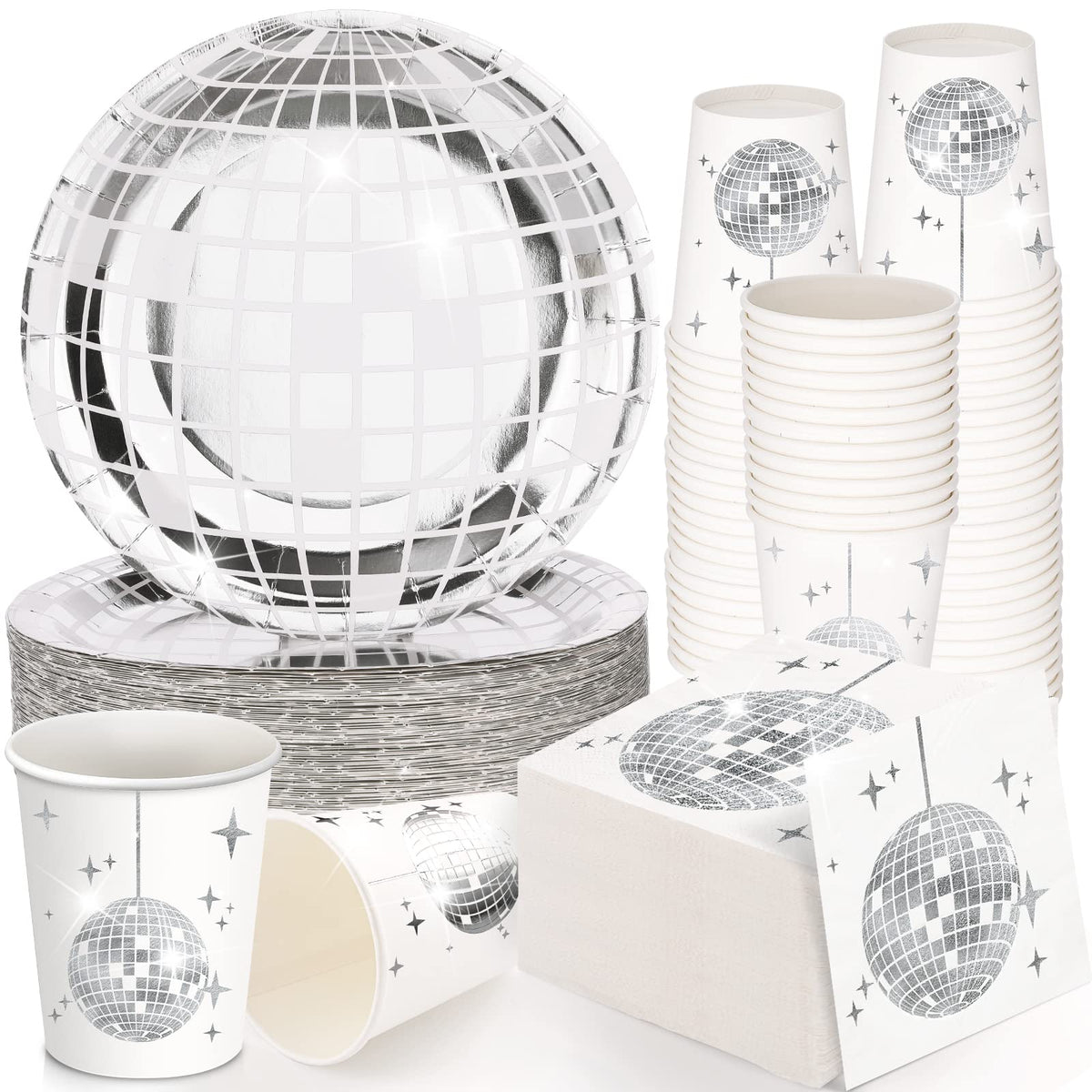 Gerrii 150 Pcs Disco Party Plates Cups Napkins Decorations - Gerrii Official Imagery - 1