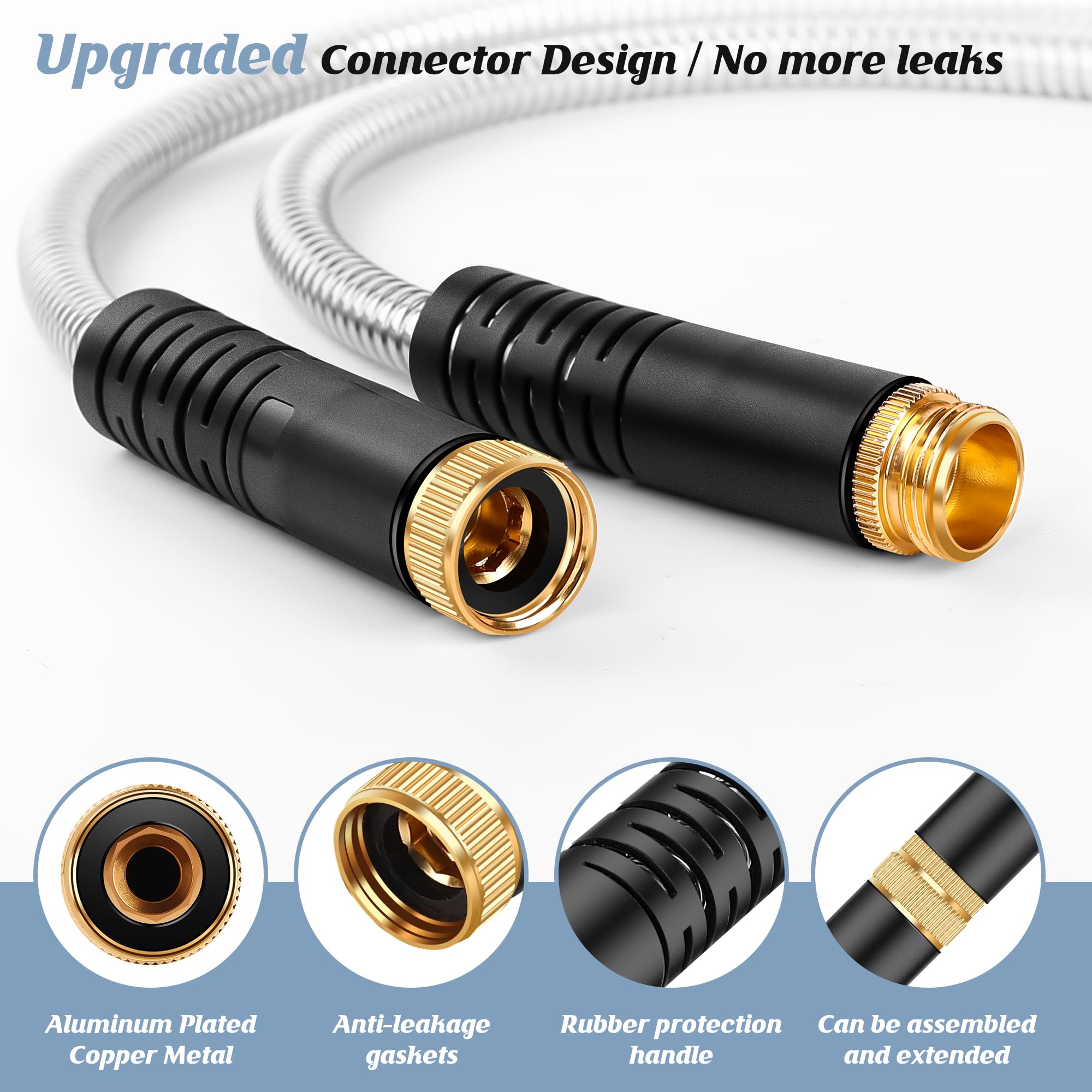 Advinski Garden Hose 100FT with 10-Function Nozzle, No-Kink Water - Advinski Official Product View 4