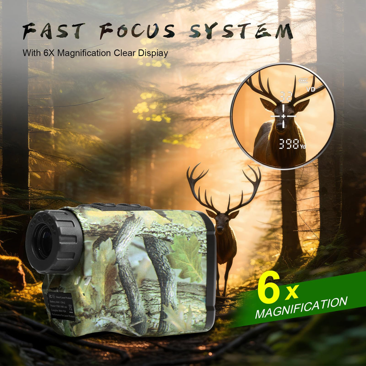Hunting Range Finder 1400Yds 6X Angle Height Spare Batt - PEAKPULSE Official Imagery - 6