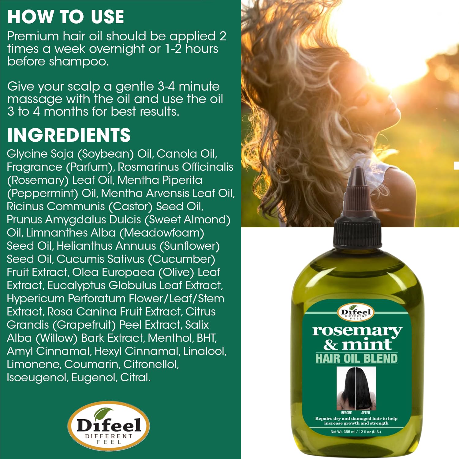 Difeel Rosemary and Mint Hair Oil Blend with Biotin 7.1 Ounce - Strengthening - Difeel Official Product View 9