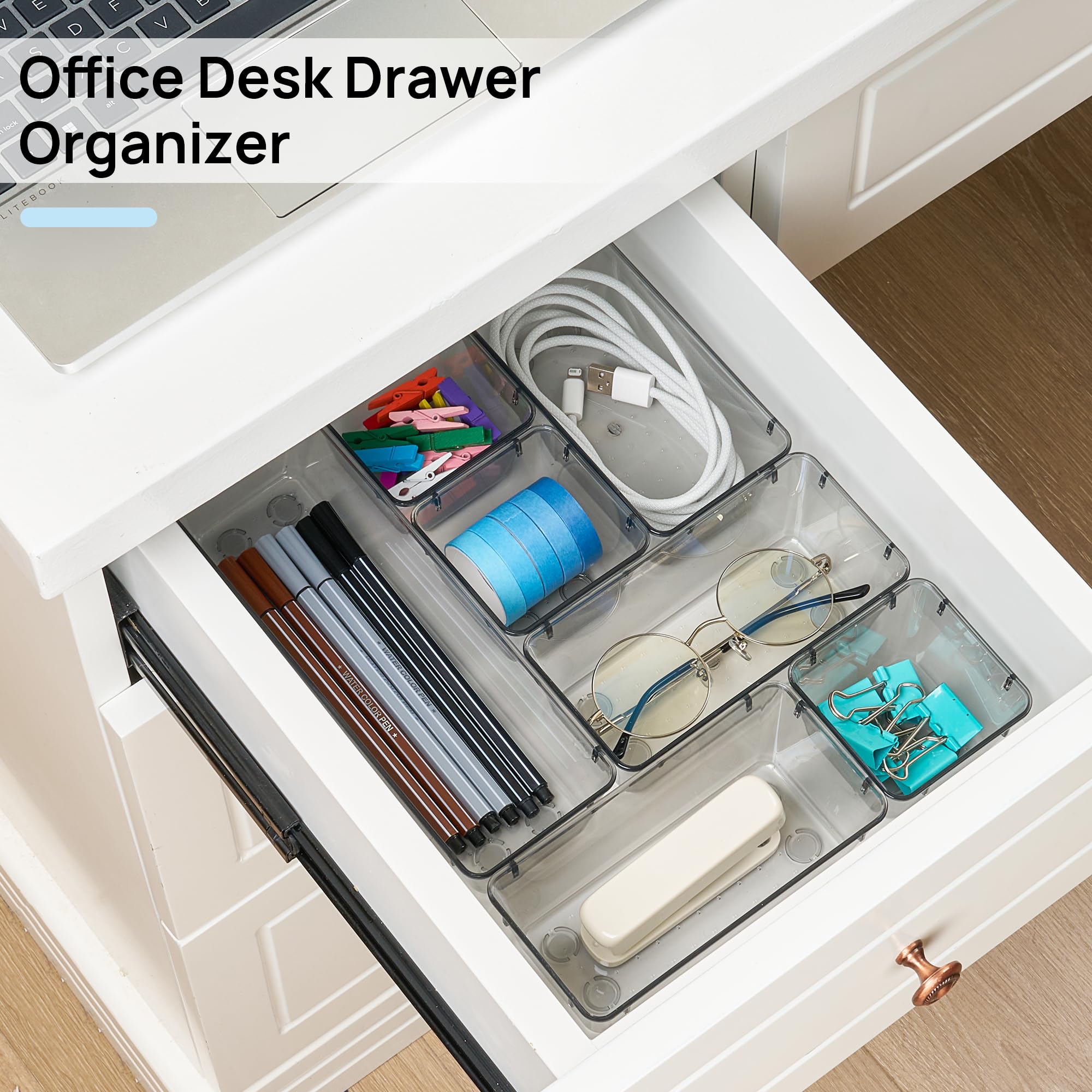 Vtopmart 25 Pack Plastic Drawer Organizers with Non-slip Rubber P by Vtopmart - Angle View 4