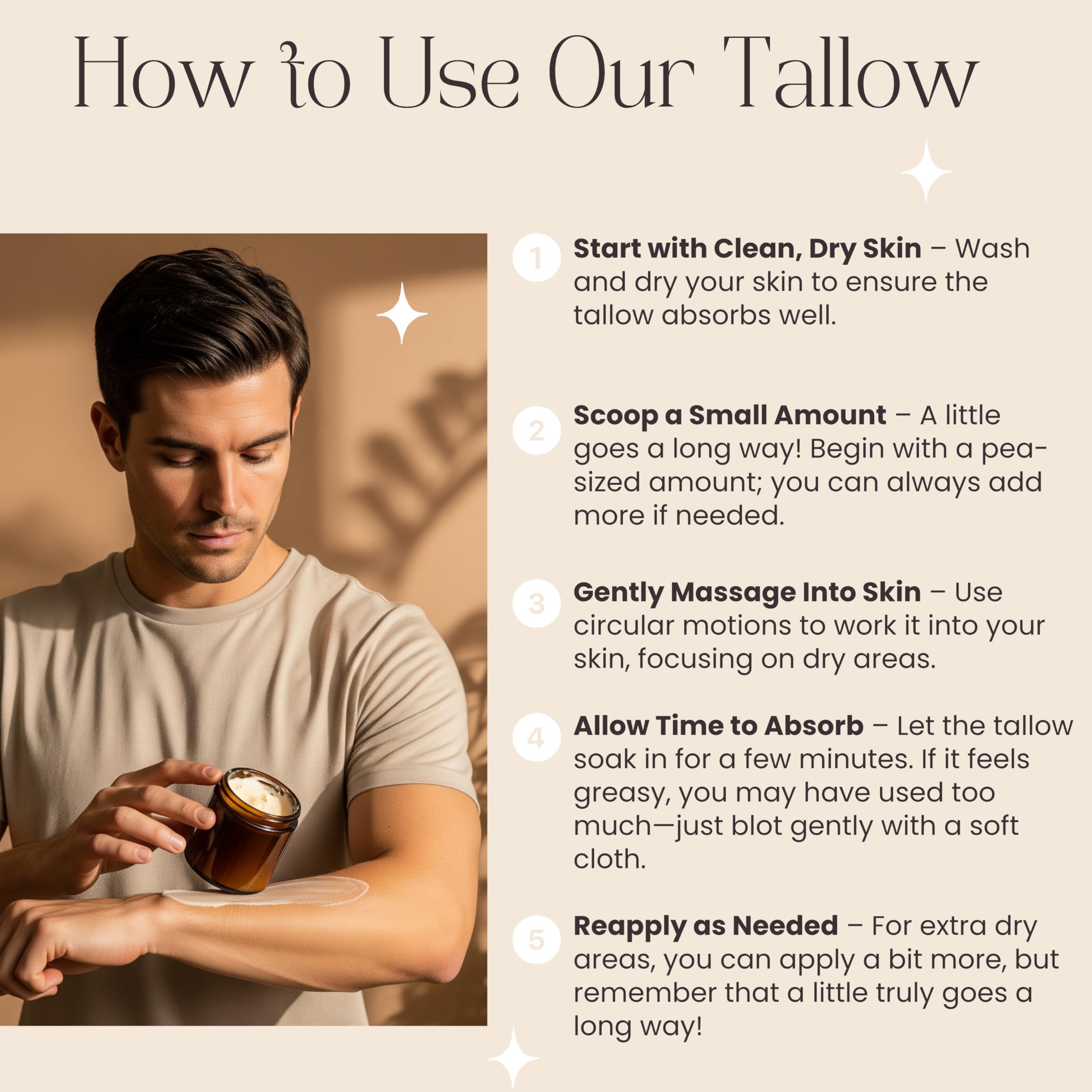 Beauty Glow Helichrysum Gymnocephalum Whipped Beef Tallow Balm Cream for Face & Body Age Defying Hydrating, Skin Healing, Full Body Hydration, Multipurpose Balm 2 Oz