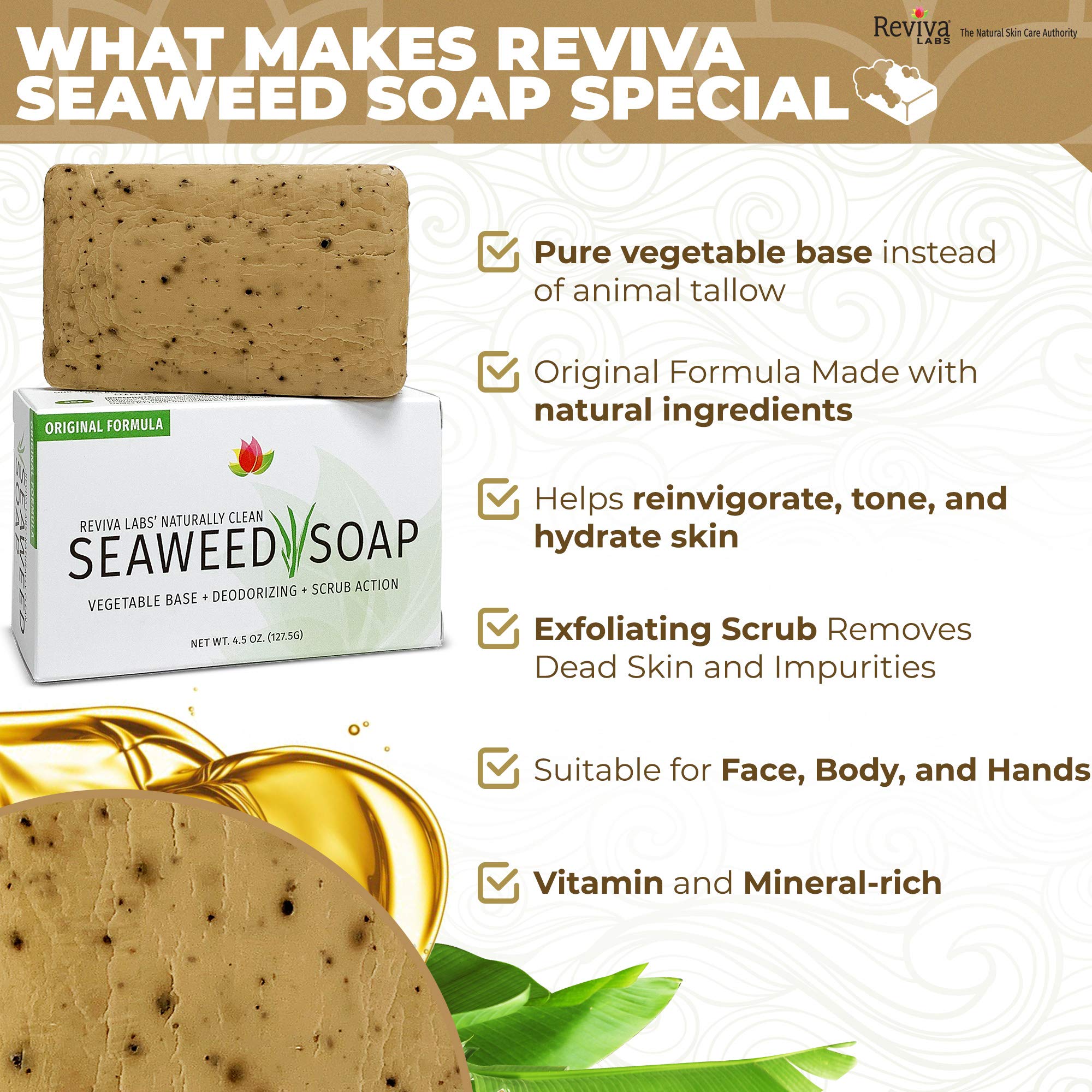 Reviva Labs Reviva Seaweed Soap - Organic Seaweed Face Scrub and Exfolia - Reviva Labs Official Product View 7
