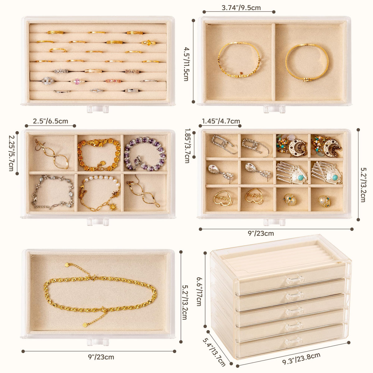 Acrylic Jewelry Box 5 Layer Jewelry Organizer with Drawers - Frebeauty Official Imagery - 3