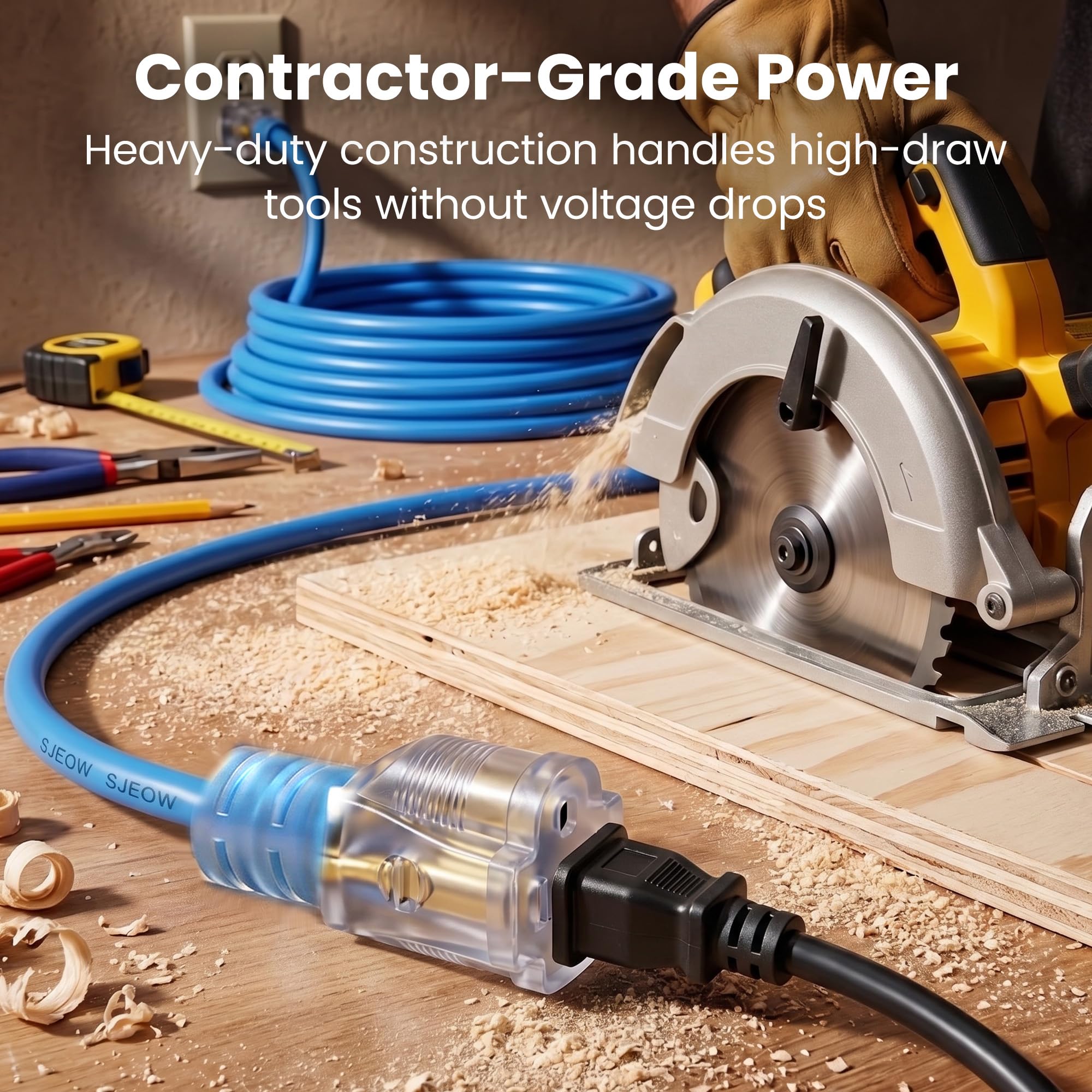 GEARit 100 ft Outdoor Extension Cord 14/3 Gauge SJEOW 14 AWG, 3-P - GEARit Official Product View 5