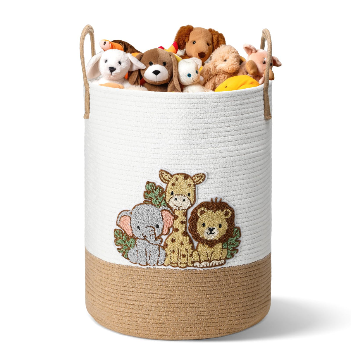 LemonRoad Jungle Animals Nursery Hamper Cotton Rope Basket - LemonRoad Official Imagery - 1