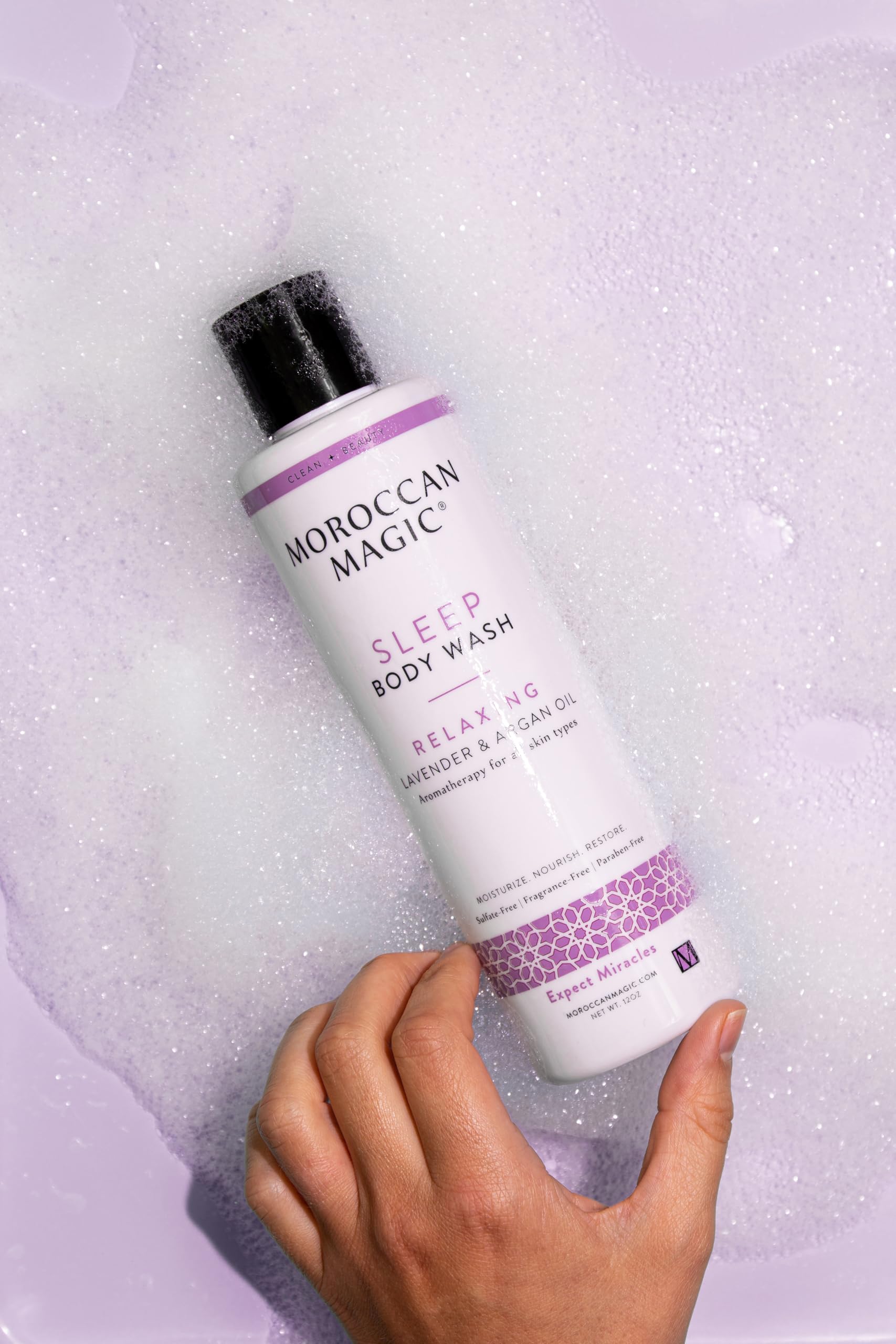 Moroccan Magic Sleep Lavender Vanilla Body Wash | Clean Beauty | Natural Non Toxic Body Wash Women and Men | Vegan Shower Gel Body Soap Body Care | Cruelty-Free, Synthetic Fragrance Free Skin Care