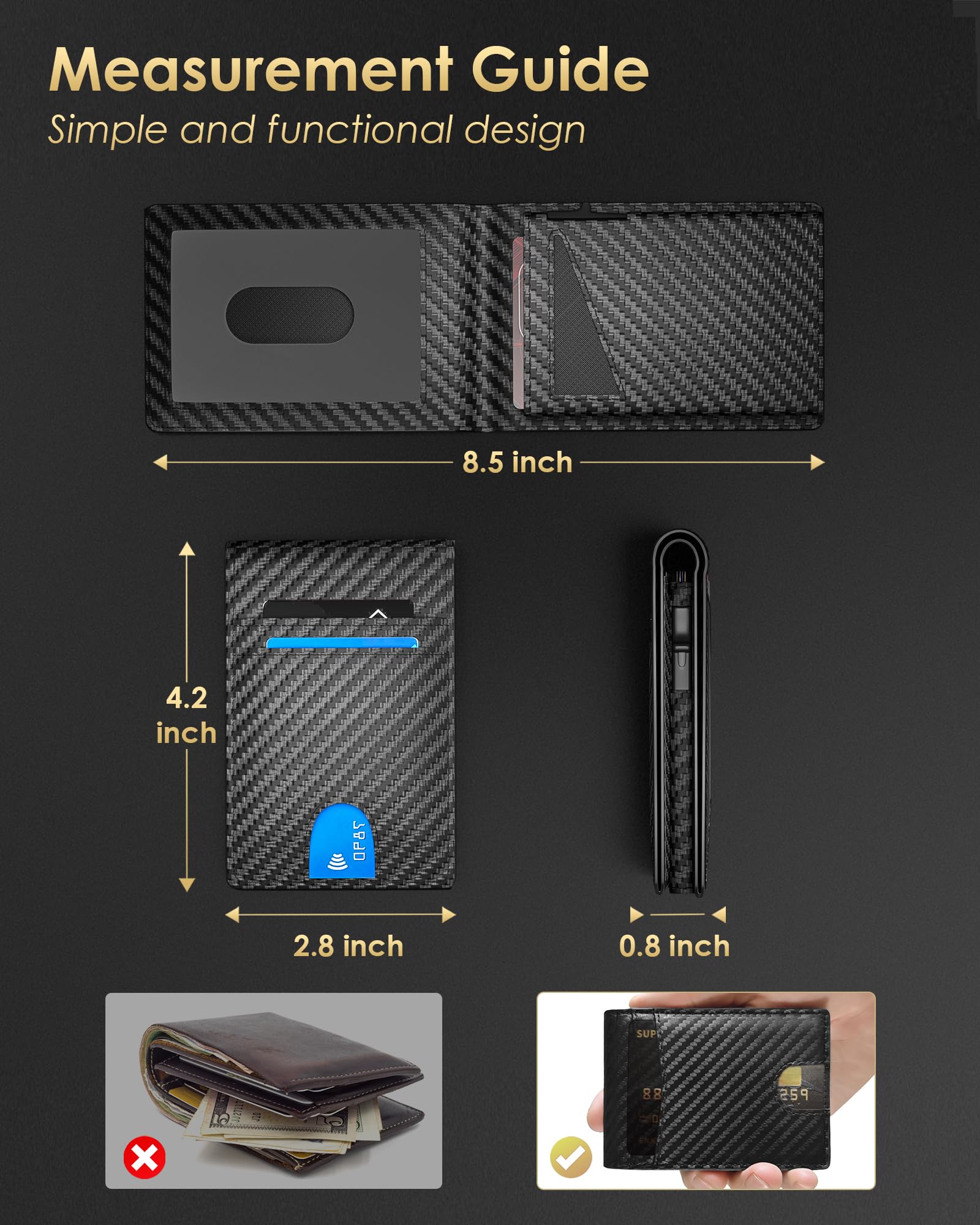 QLD RFID Blocking Pop-Up Wallet for Men | Carbon Fiber