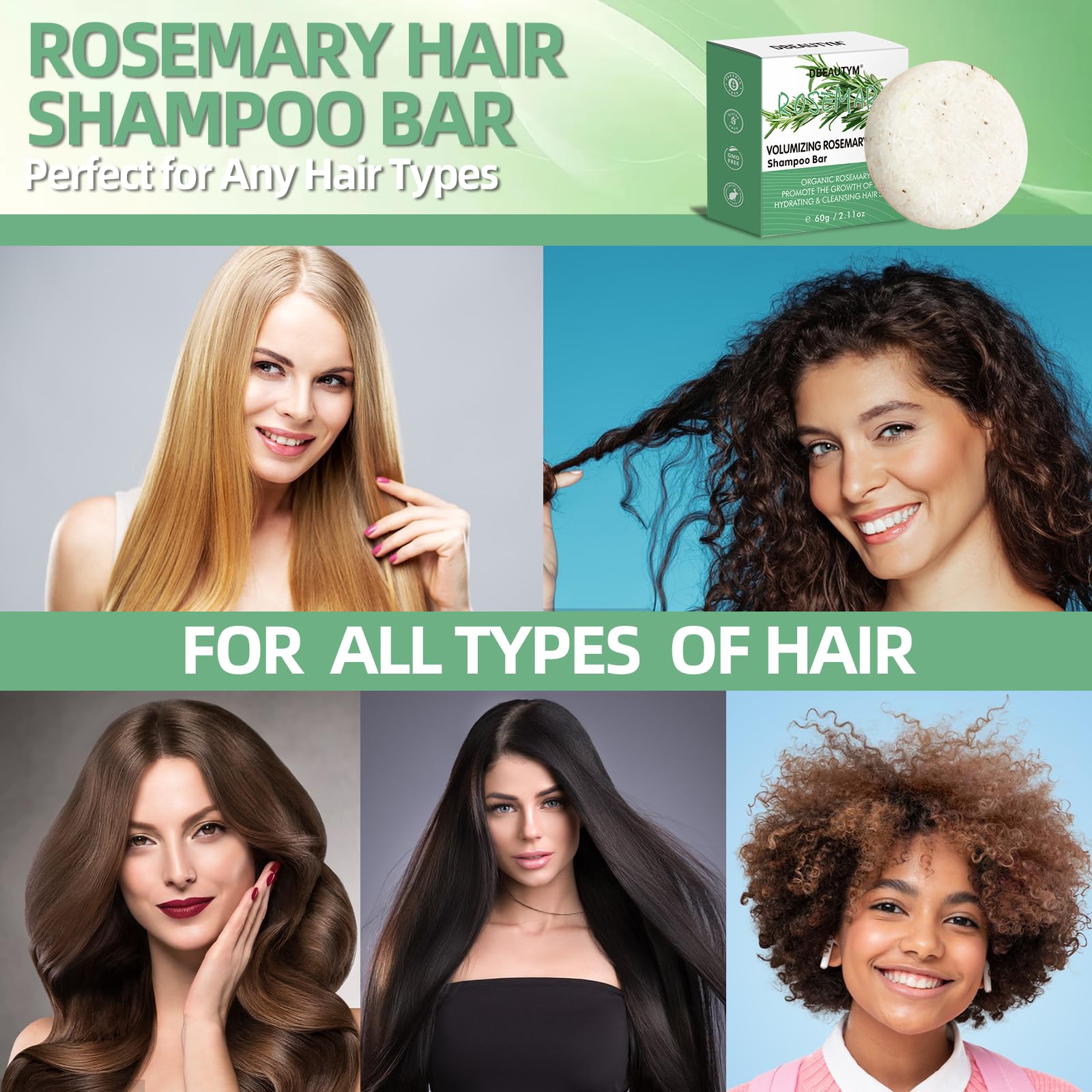 DBEAUTYM Rosemary Shampoo Bar for Hair Growth,Deep Cleansing for Scalp Hair - DBEAUTYM Official Product View 7