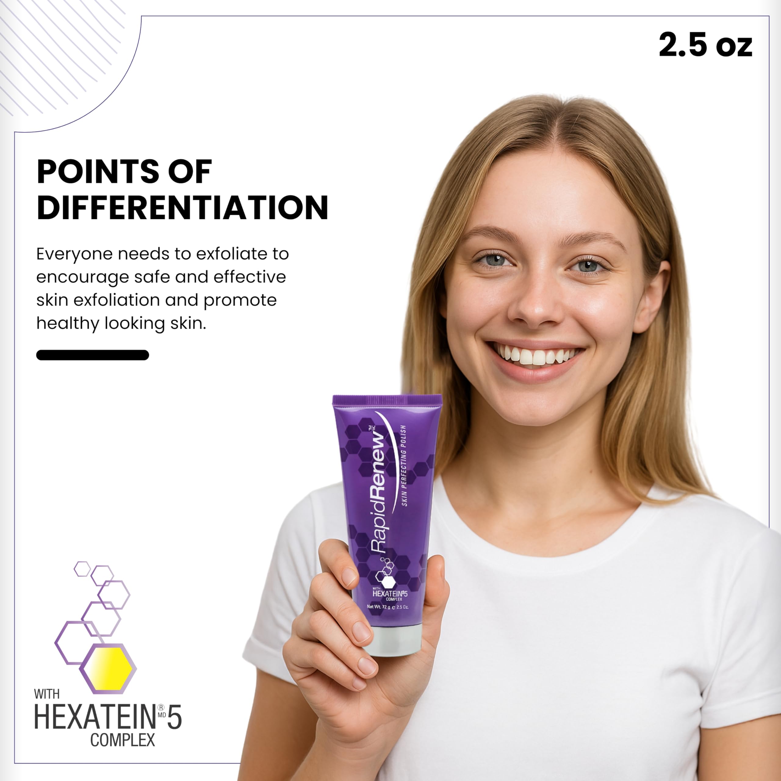 RapidRenew Skin Perfecting Polish – Exfoliating Face Wash and Facial Scrub with Vitamin C, Hexatein 5 Complex – Face Exfoliator for Women & Men, Pore Minimizer – 2.5 fl oz - RapidLash Official Product View 5