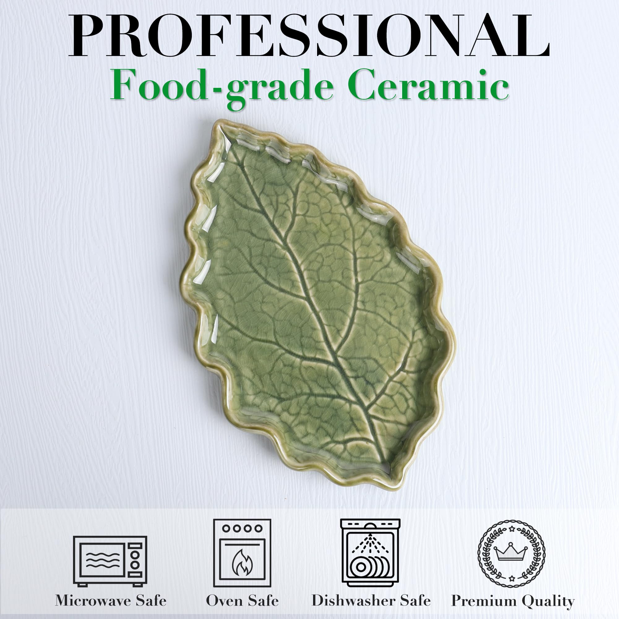 Anoonse Ceramic Spoon Rest for Stove Top Cute Leaf Spoon Rest for Kitchen Counte - Anoonse Official Product View 3