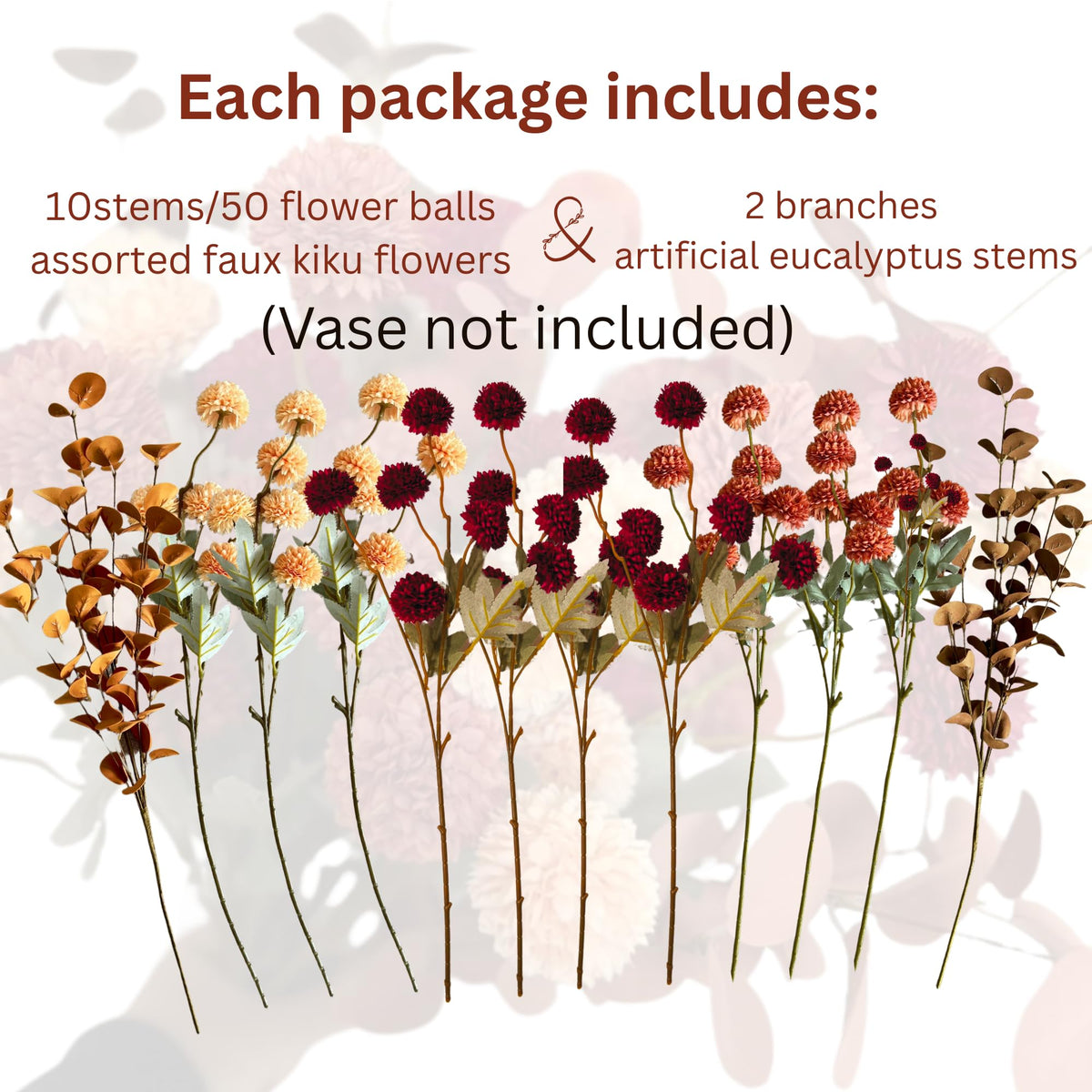 Faux Fall Flowers Burnt Orange Artificial Floral Stems For - RyddeligHome Official Imagery - 7