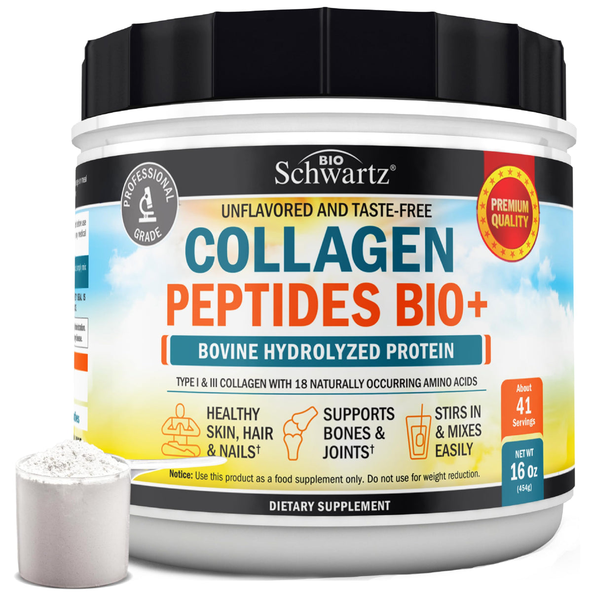 Collagen Peptides Powder for Women and Men 16oz 41 Servings - BioSchwartz Official Imagery - 2