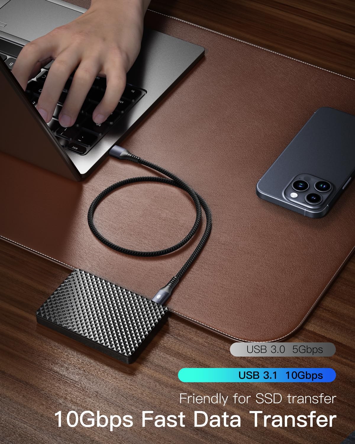 CONMDEX USB C Cable 10Gbps 6ft 2-Pack | USB 3.1 Gen 2