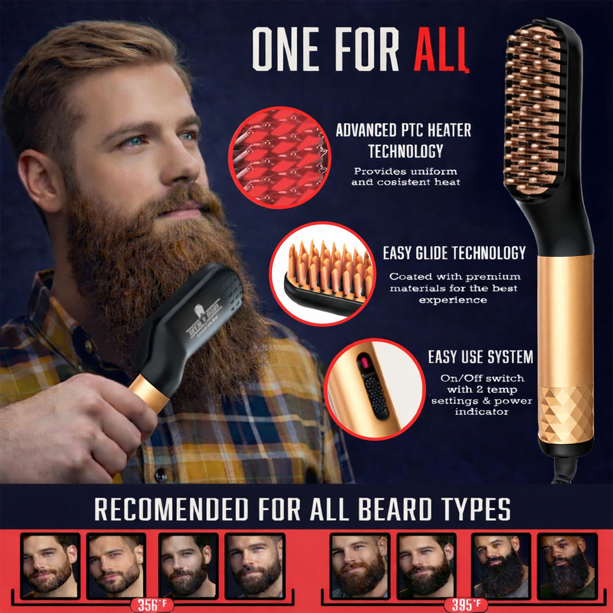 Beard Straightener Grooming Kit for Men Beard Growth Kit - GROW ALPHA BEARD Official Imagery - 4