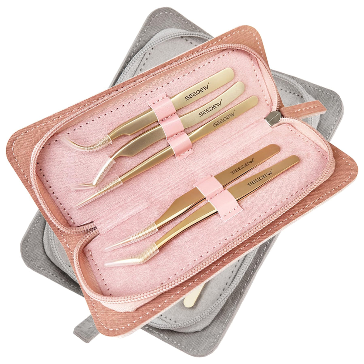 Tweezers Eyelash Extension 5 Pieces Stainless Steel Straight - Seedew Official Imagery - 1