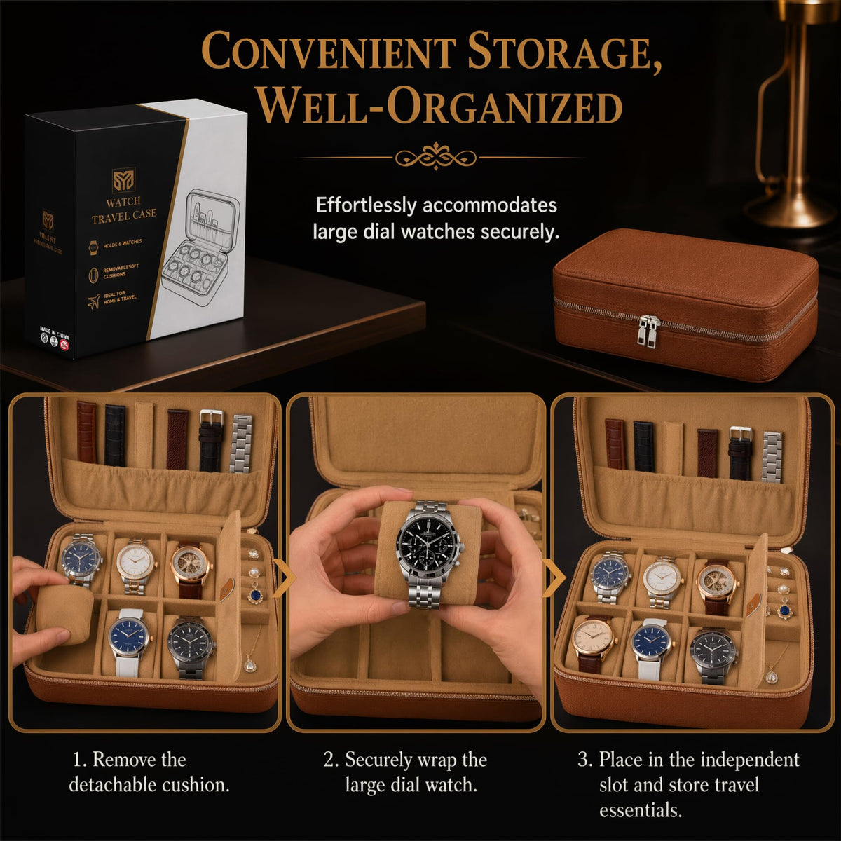 6 Slot Travel Watch Box Portable Organizer Gifts for Men - YMluky Official Imagery - 4