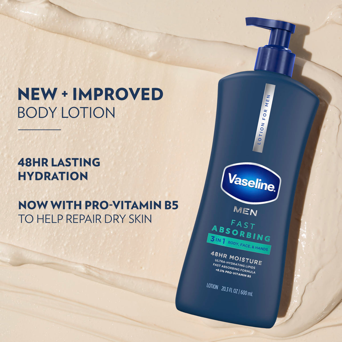 Vaseline Men Fast Absorbing 3in1 Hand Body Face Lotion 20 - Vaseline Official Imagery - 5