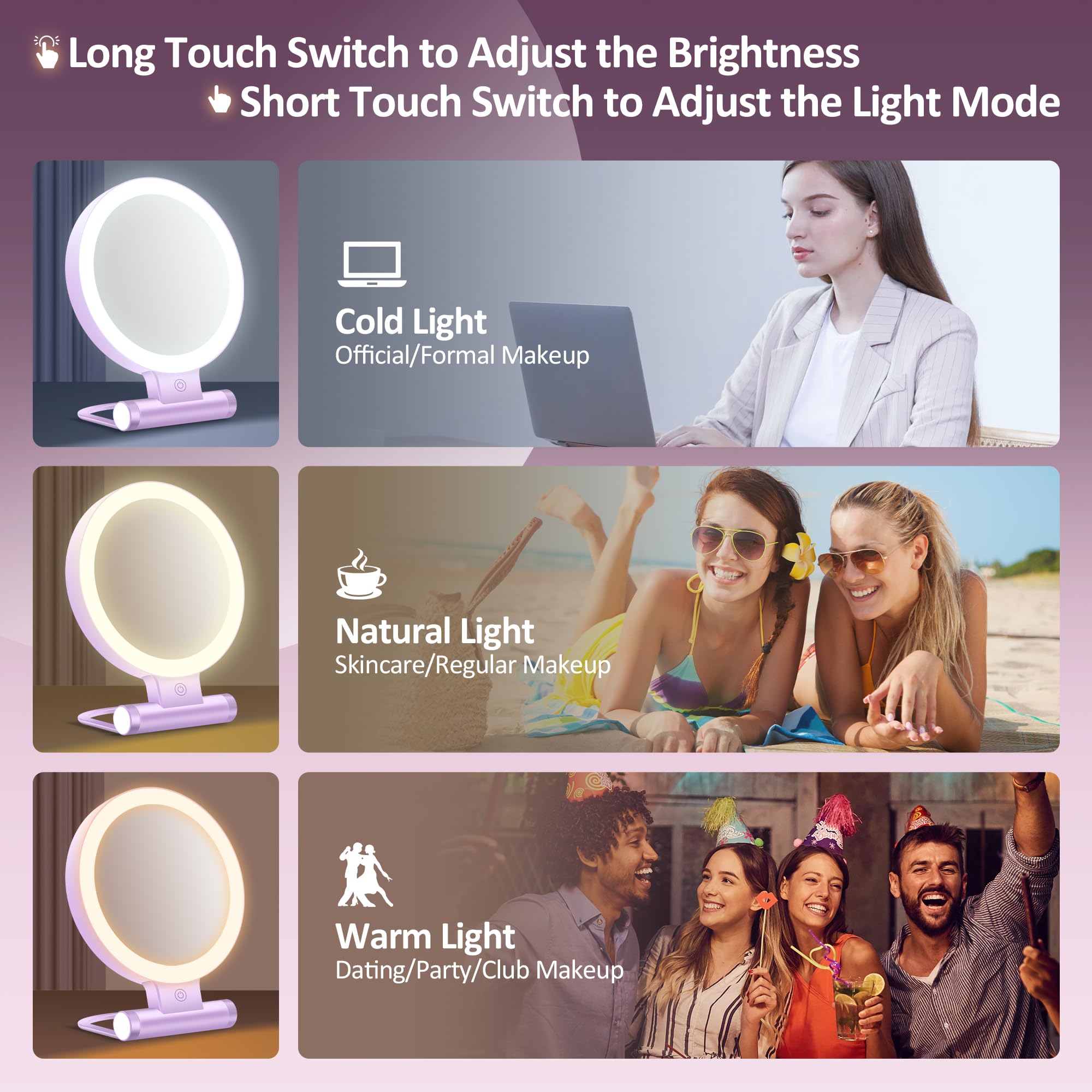 B Beauty Planet Magnifying Mirror with Light 30X, Double-Sided 1X/30X Magnifying - B Beauty Planet Official Product View 3