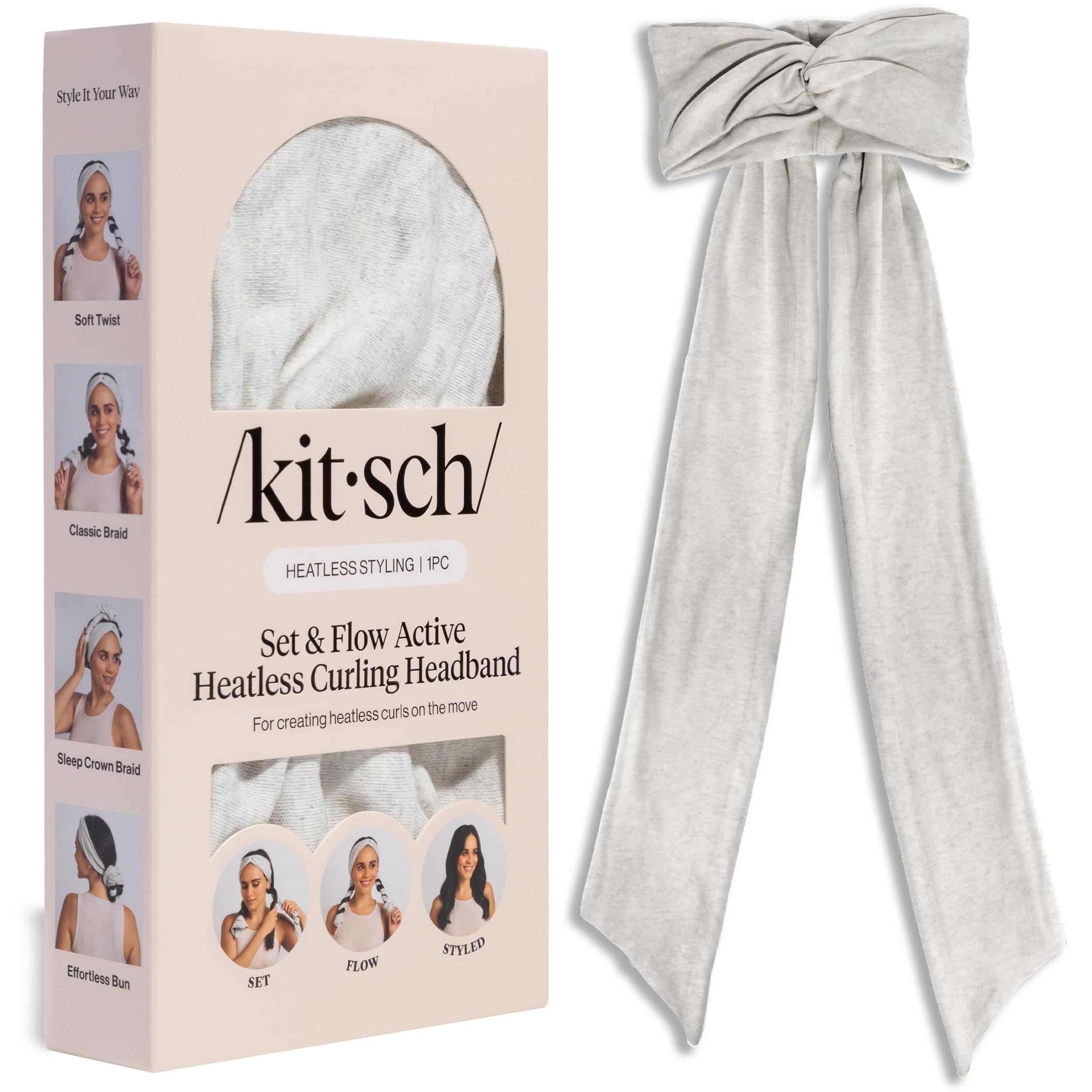Kitsch Set & Flow Active Heatless Curling Headband For Women - Brown, 1pc - Elefair Tech Official Product View 10