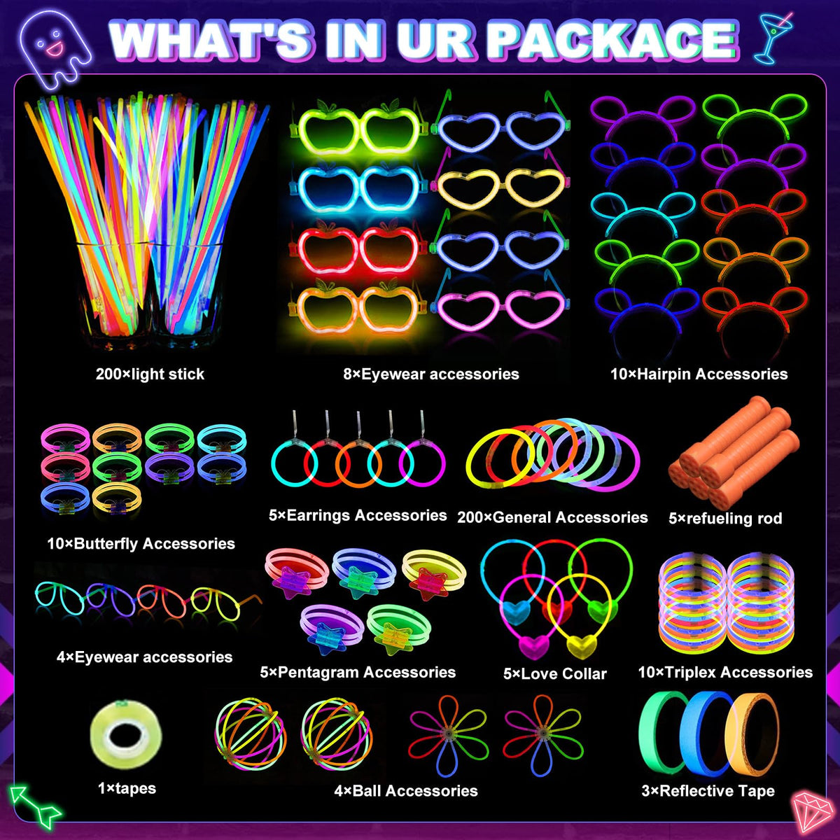 470pcs Glow in the Dark Party Supplies for Birthdays with - Bowskevm Official Imagery - 3
