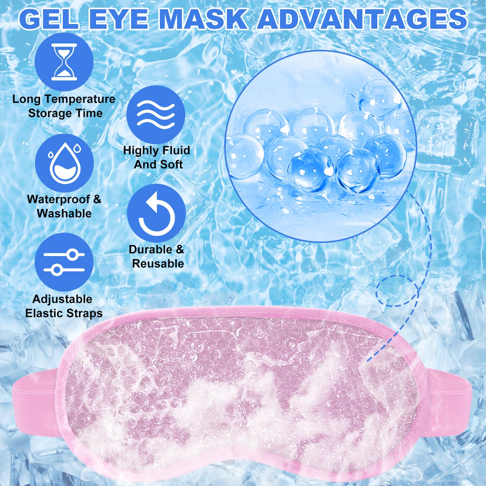 Candyfouse 2-Pack Cooling Gel Eye Mask for Puffiness & Stress Relief