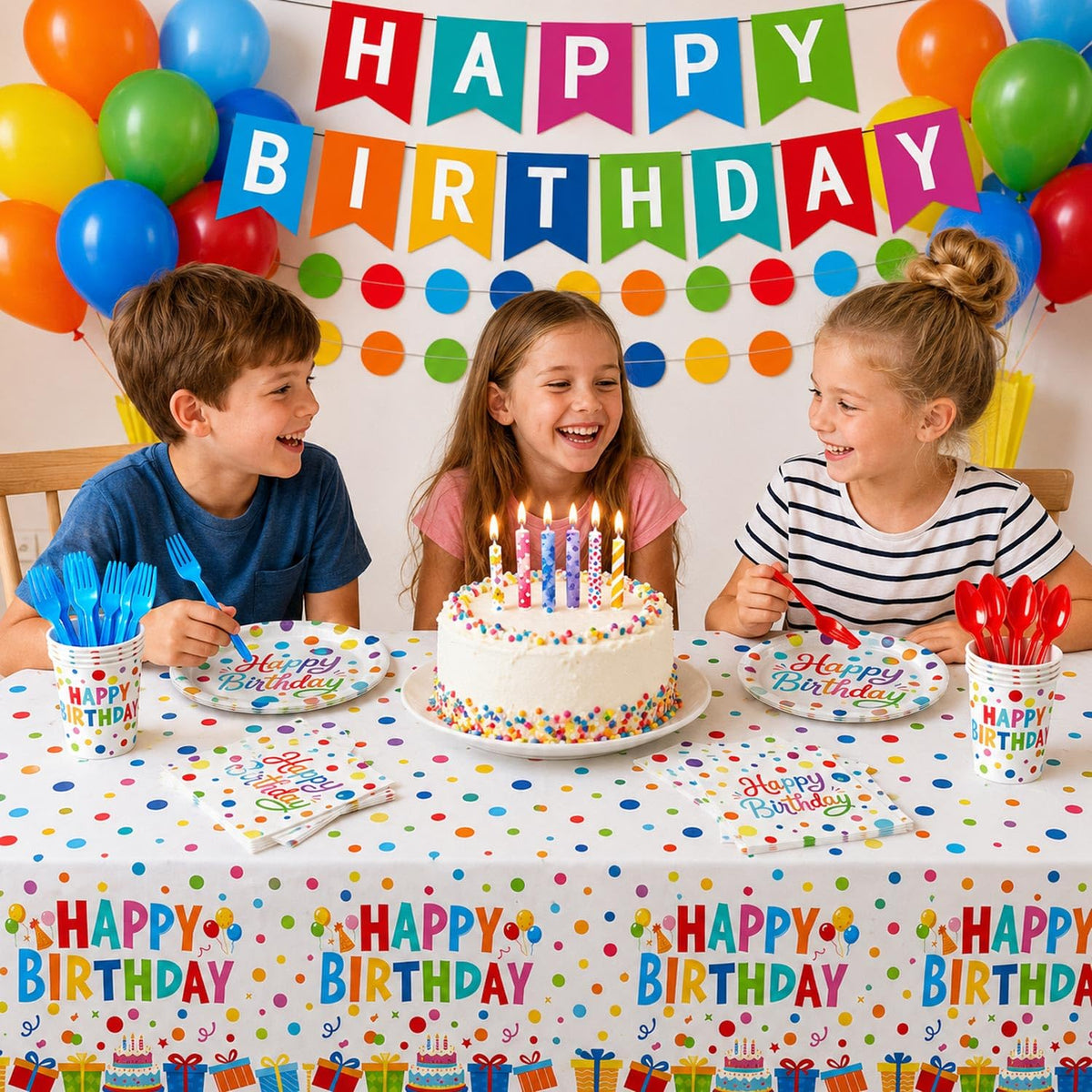 Happy Birthday Decorations 190PCS Colorful Dots Birthday - NKPDAXM Official Imagery - 6