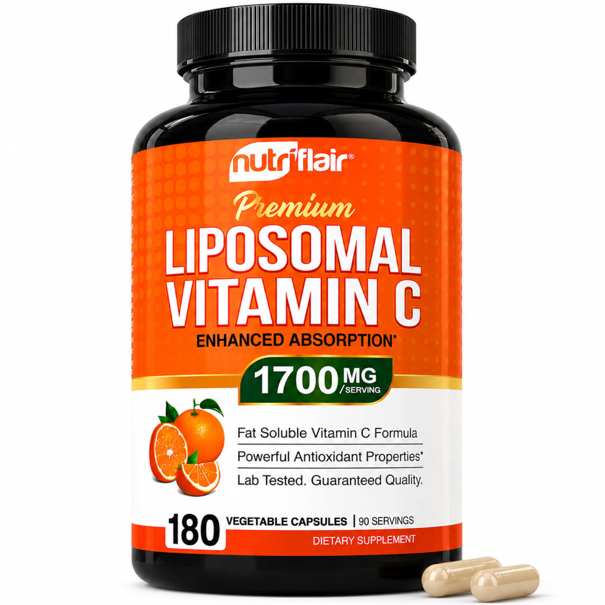 NutriFlair Liposomal Vitamin C 1700mg 180 Capsules - NutriFlair Official Imagery - 2
