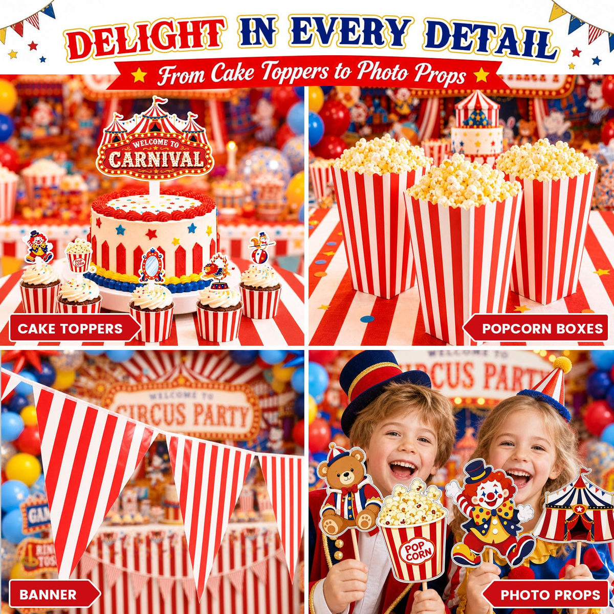 LovesTown 268PCS Carnival Theme Party Decorations with 114 - LovesTown Official Imagery - 6