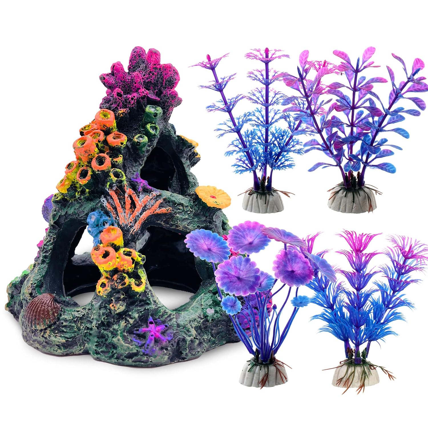 GSD Aquarium Colorful Coral Reef Set Fish Tank Decoration Mountain Ornament for Aquarium Environ