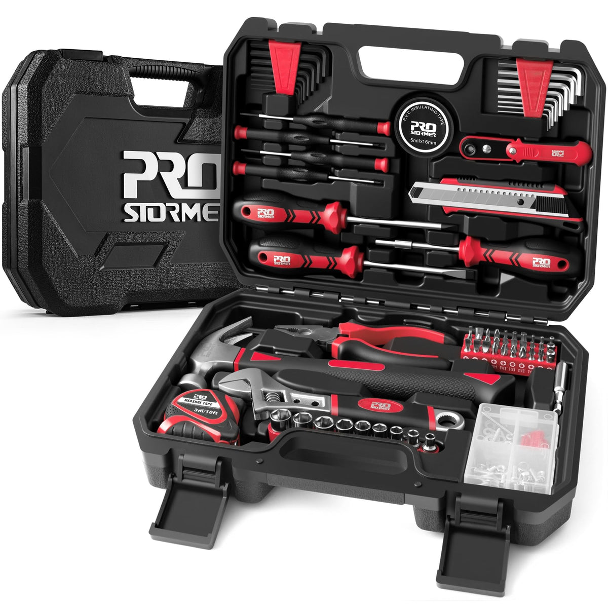 Prostormer 160 Piece Home Tool Set Starter Tool Kit Red - Prostormer Official Imagery - 2